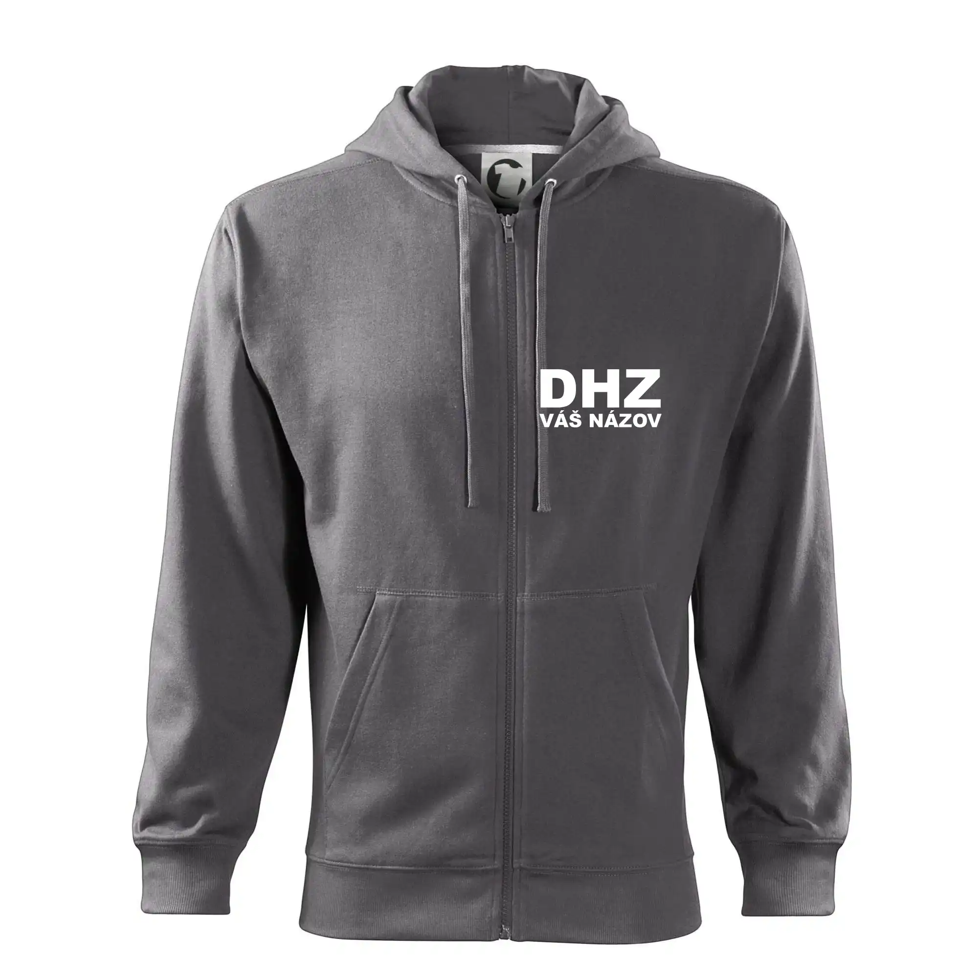 Originálne tričká pre hasičov - DHZ nápis (názov zboru - vlastný nápis) - Mikina s kapucňou na zips trendy zipper