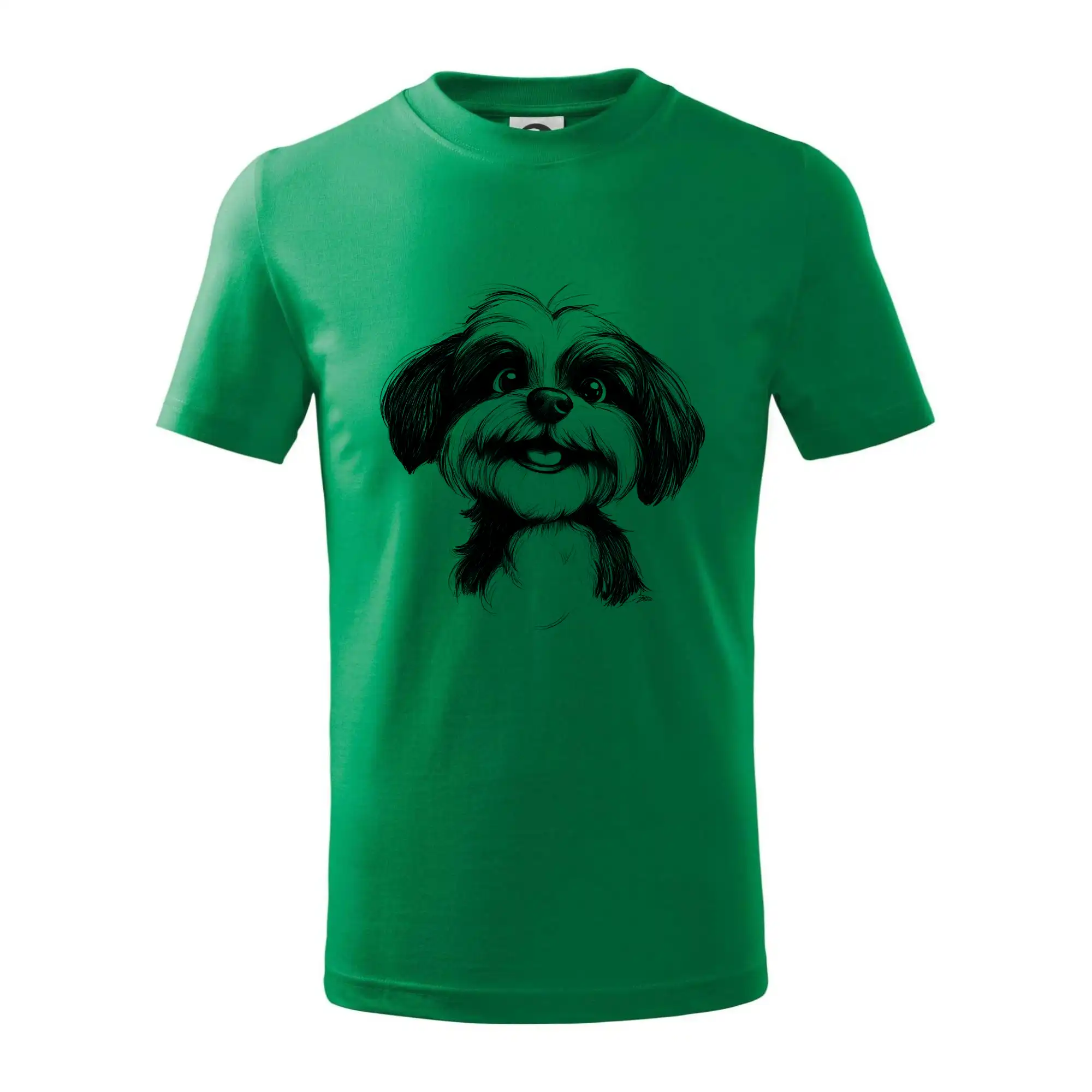 Ostatné psie plemená - Lhasa apso karikatúra hlava - Tričko detské bavlnené