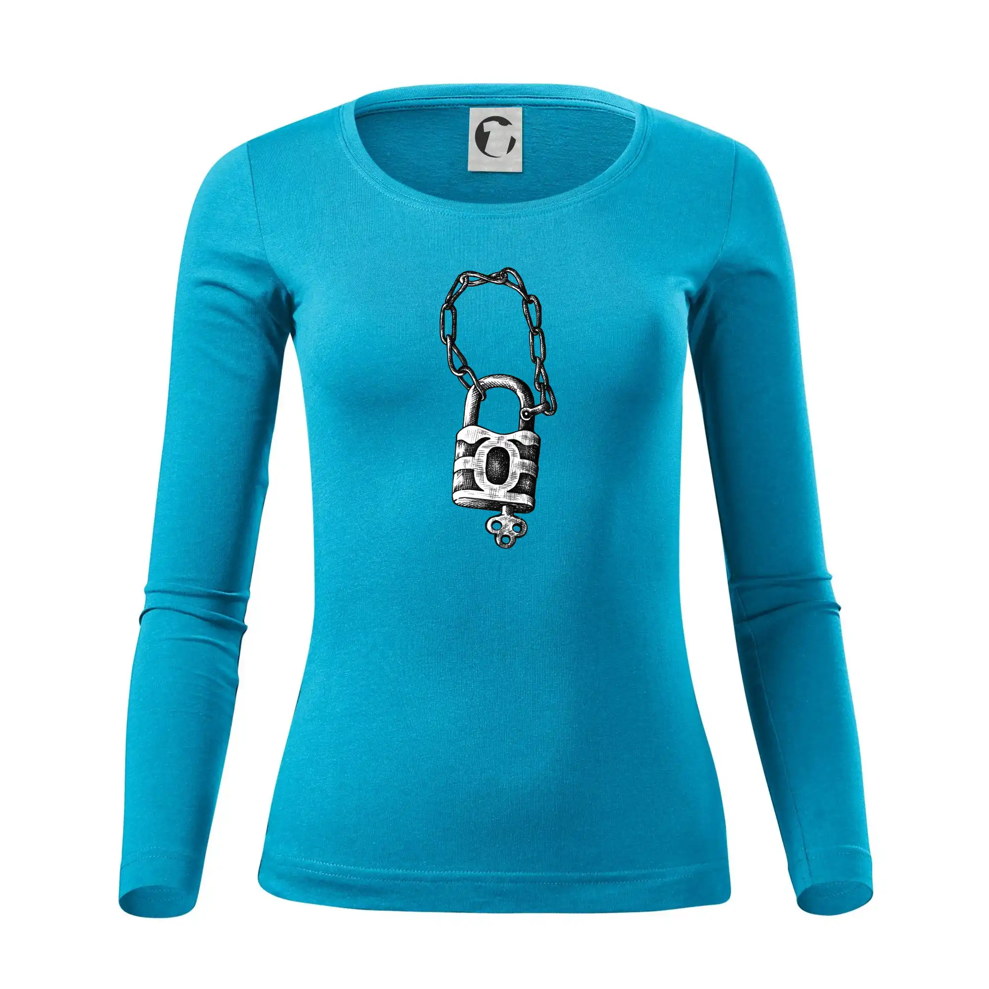 Tričká pre zamilovaných - Zámok s reťazou - Dámske tričko FIT-T LS - zužené