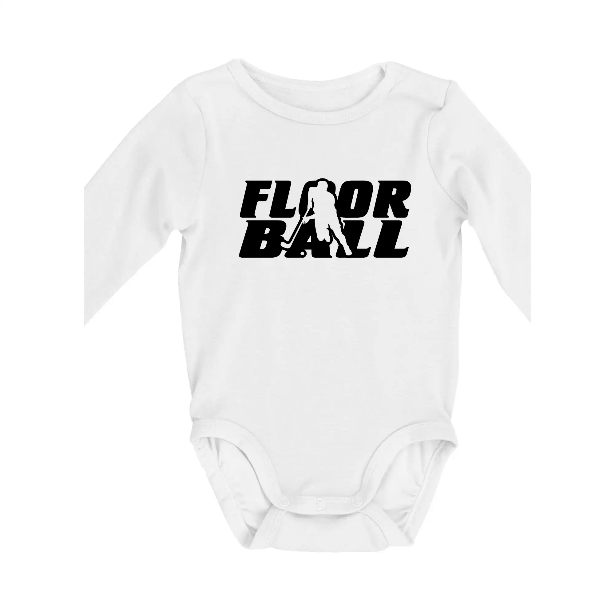 Florbalové tričká - Floorball nápis rovný - Body dojčenské s dlhým rukávom