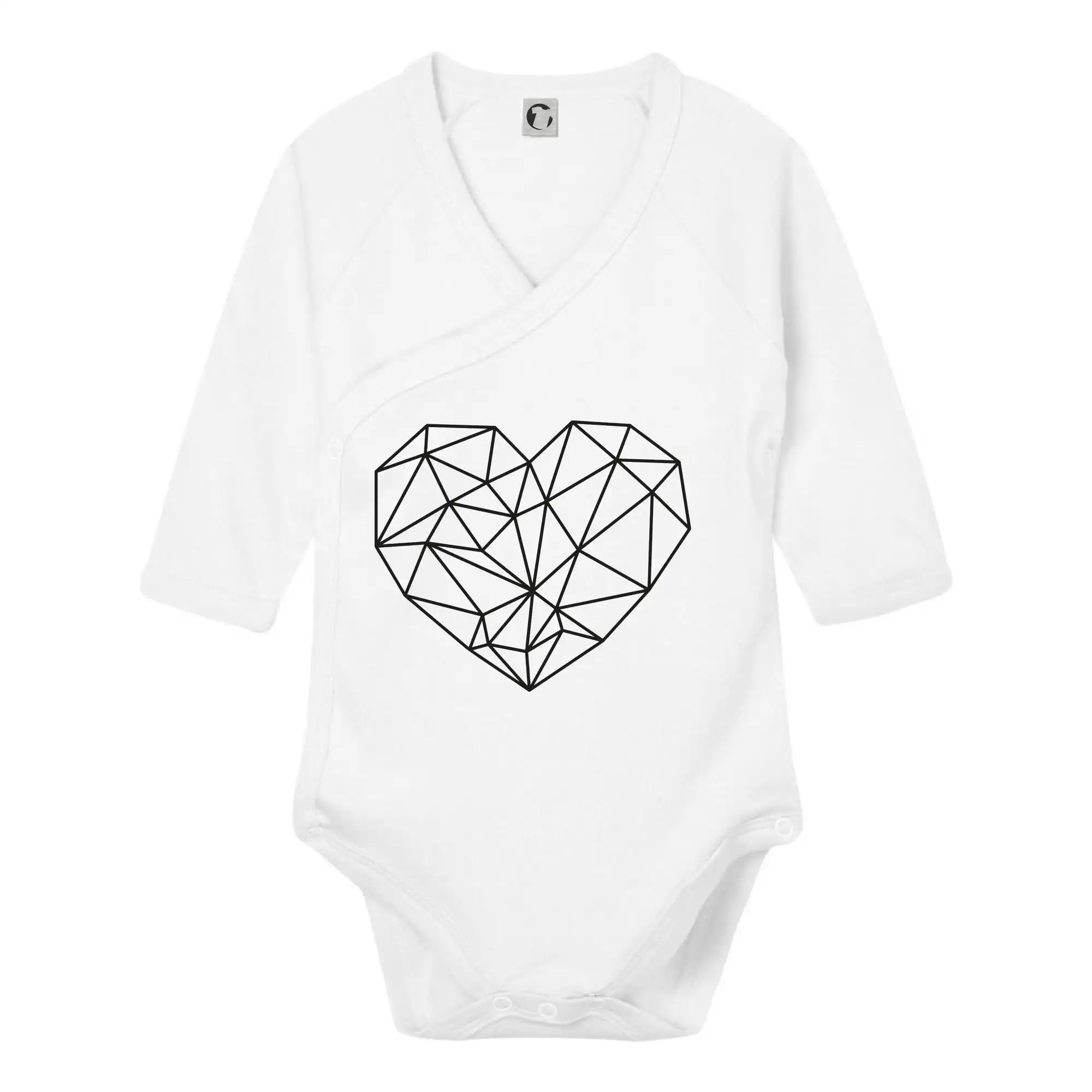 Tričká pre zamilovaných - Srdce geometrie - Body zavinovacie s dlhým rukávom