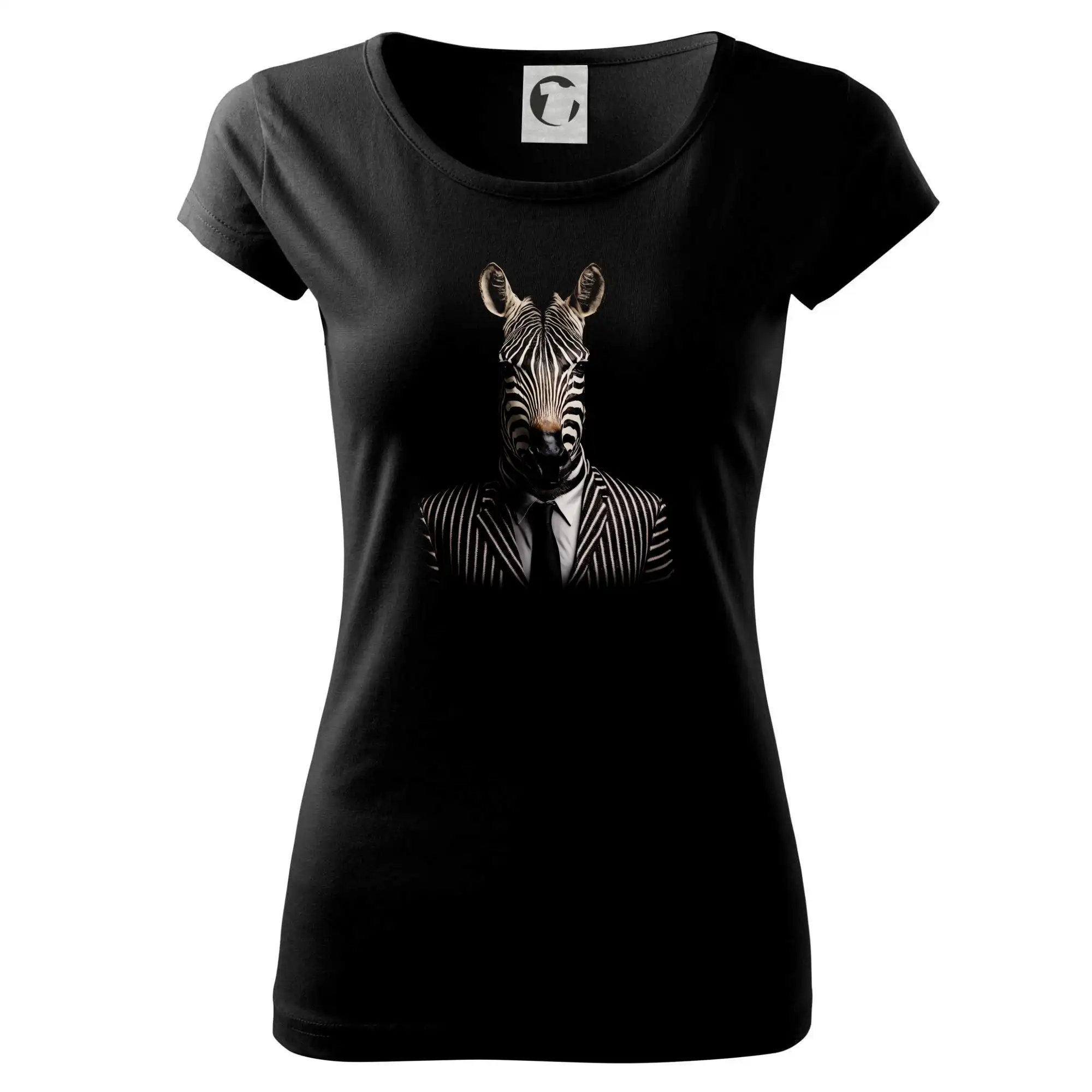 Tričká so zvieratami - Zebra v obleku - Dámske tričko Pure