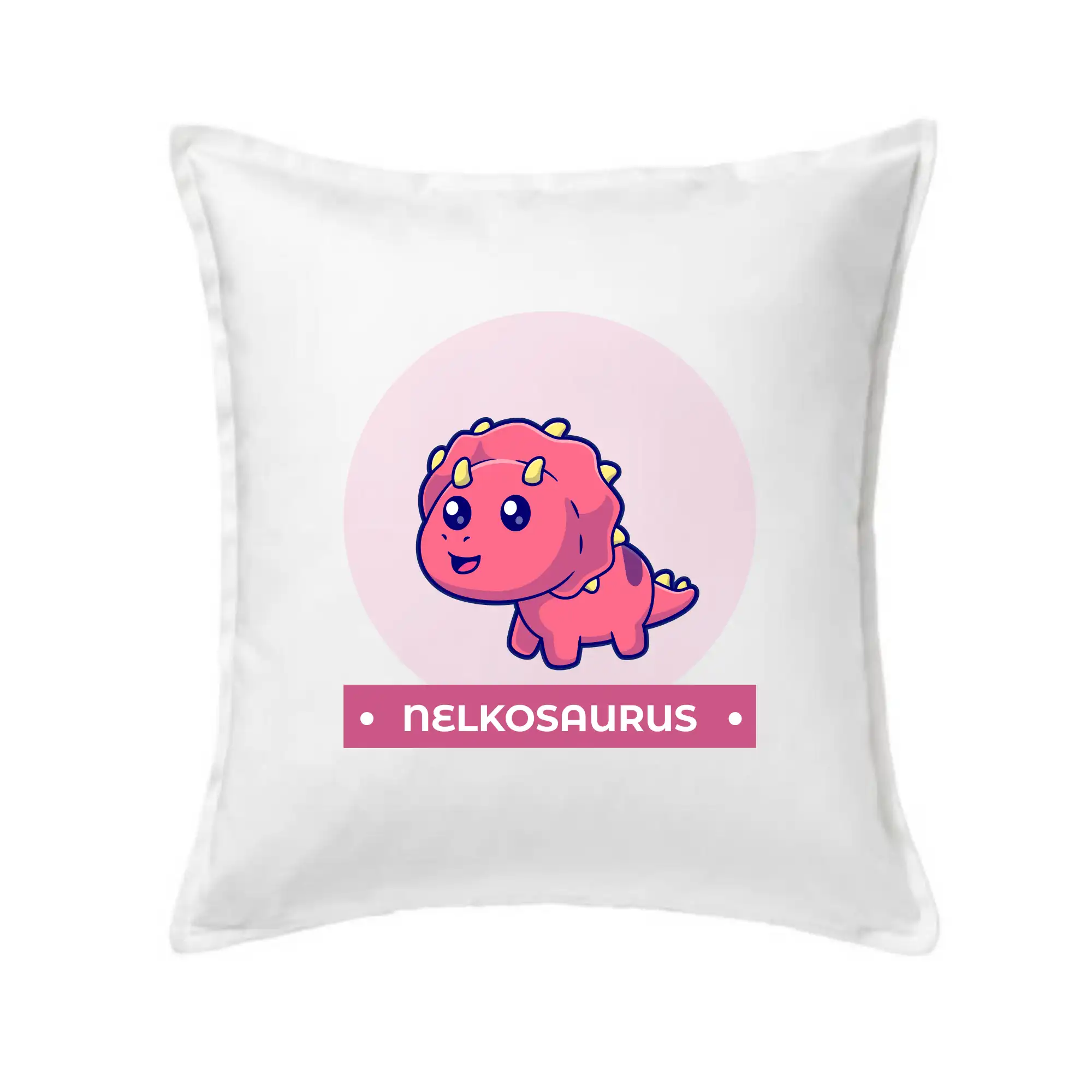 Detské tričká, mikiny a body s originálnymi potlačami | Veselé motívy pre chlapcov aj dievčatá - Dinosaurie mená - růžový dinosaurus - Vankúš 50x50