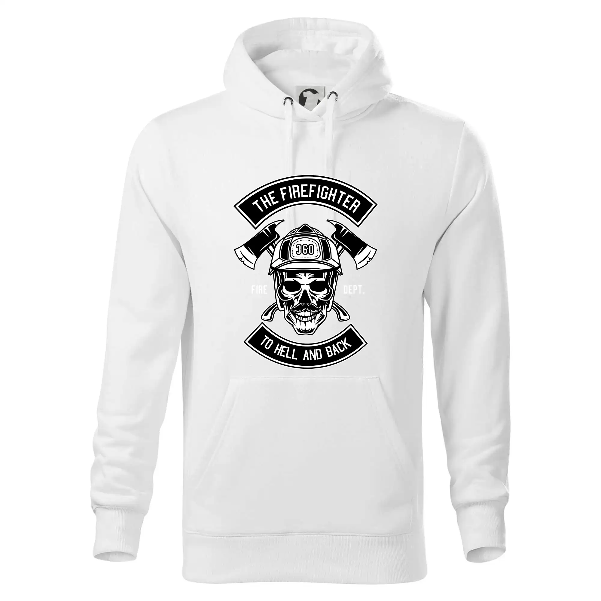 Originálne tričká pre hasičov - Lebka hasič do pekla a späť - Mikina pánska Cape s kapucňou