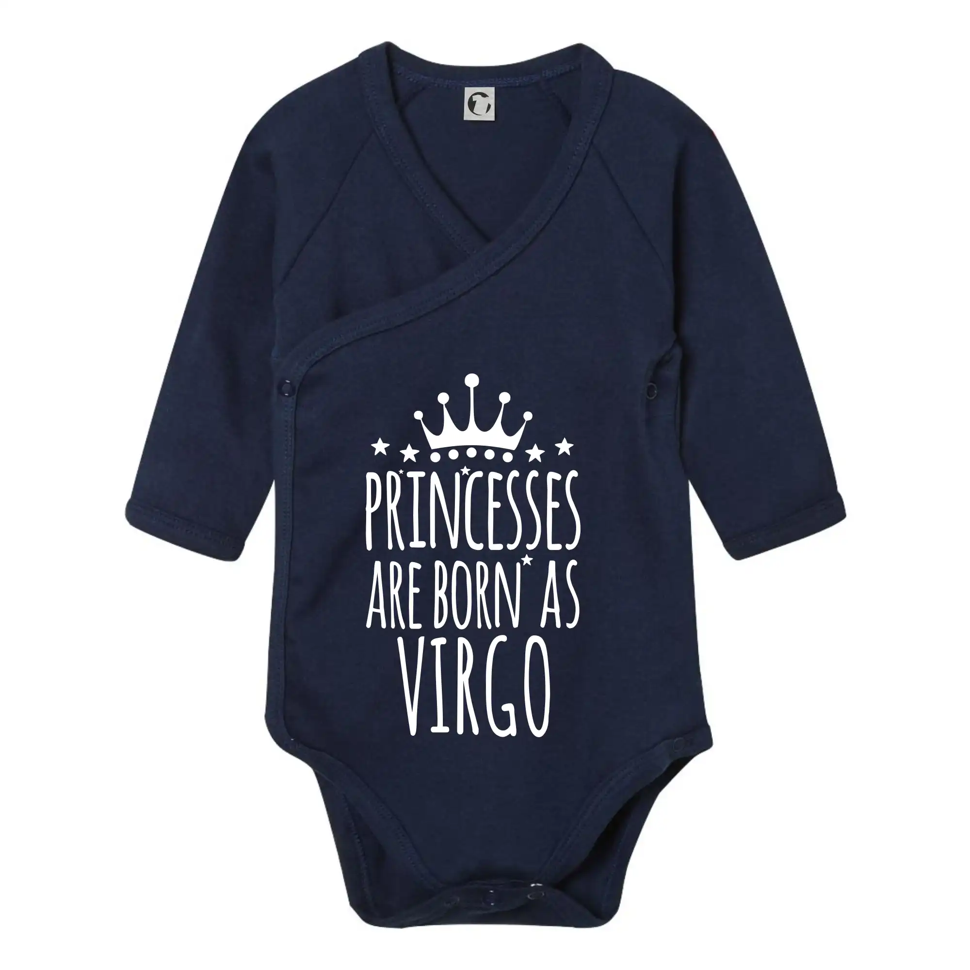 Tričká panna - Princesses are born as Virgo - Panna - Body zavinovacie s dlhým rukávom