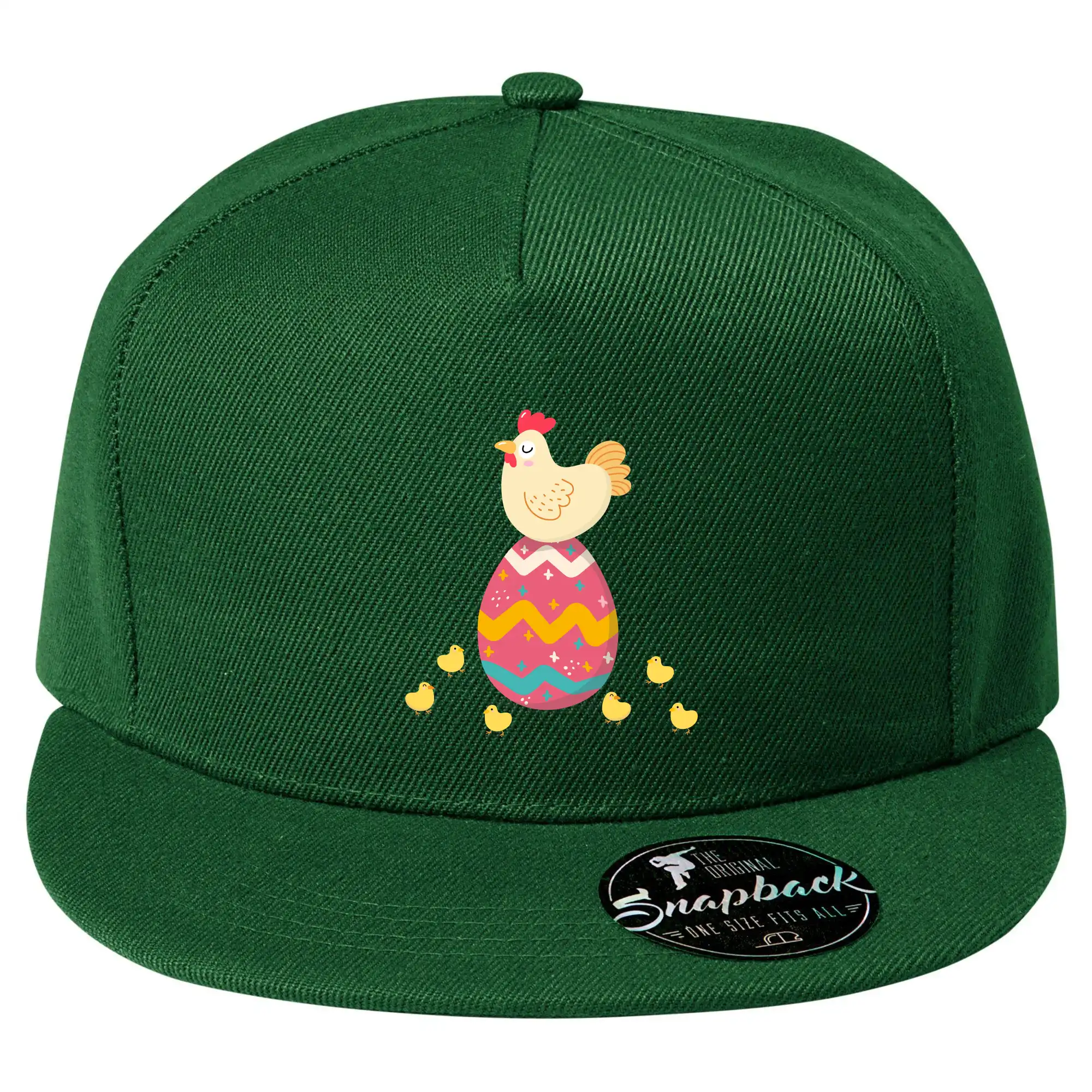 Slepice sedící na velikonočním vejci