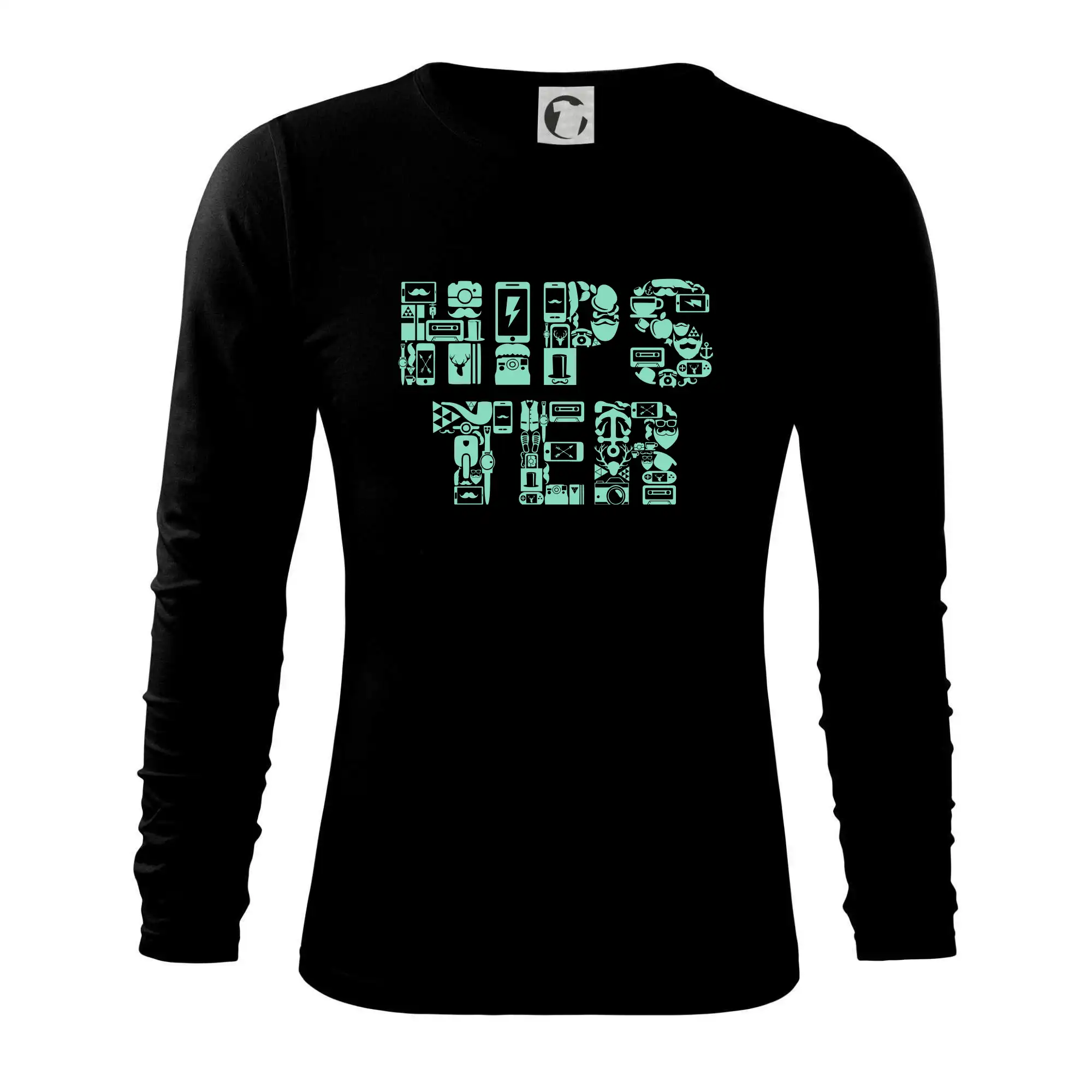 Grafické tričká - HIPSTER nápis ikony - Tričko s dlhým rukávom FIT-T long sleeve