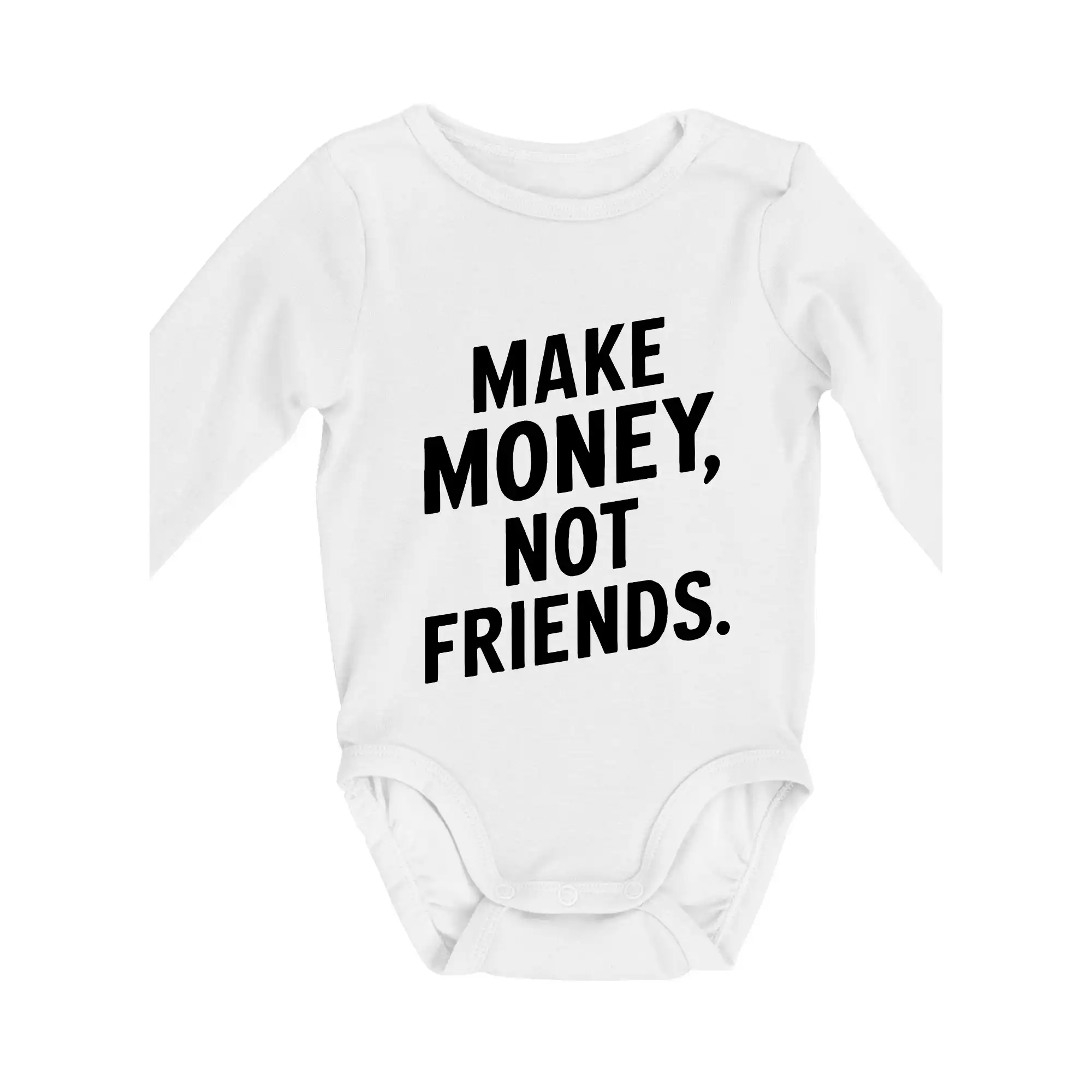 Ostatné nápisy - Make money not friends tiskací - Body dojčenské s dlhým rukávom