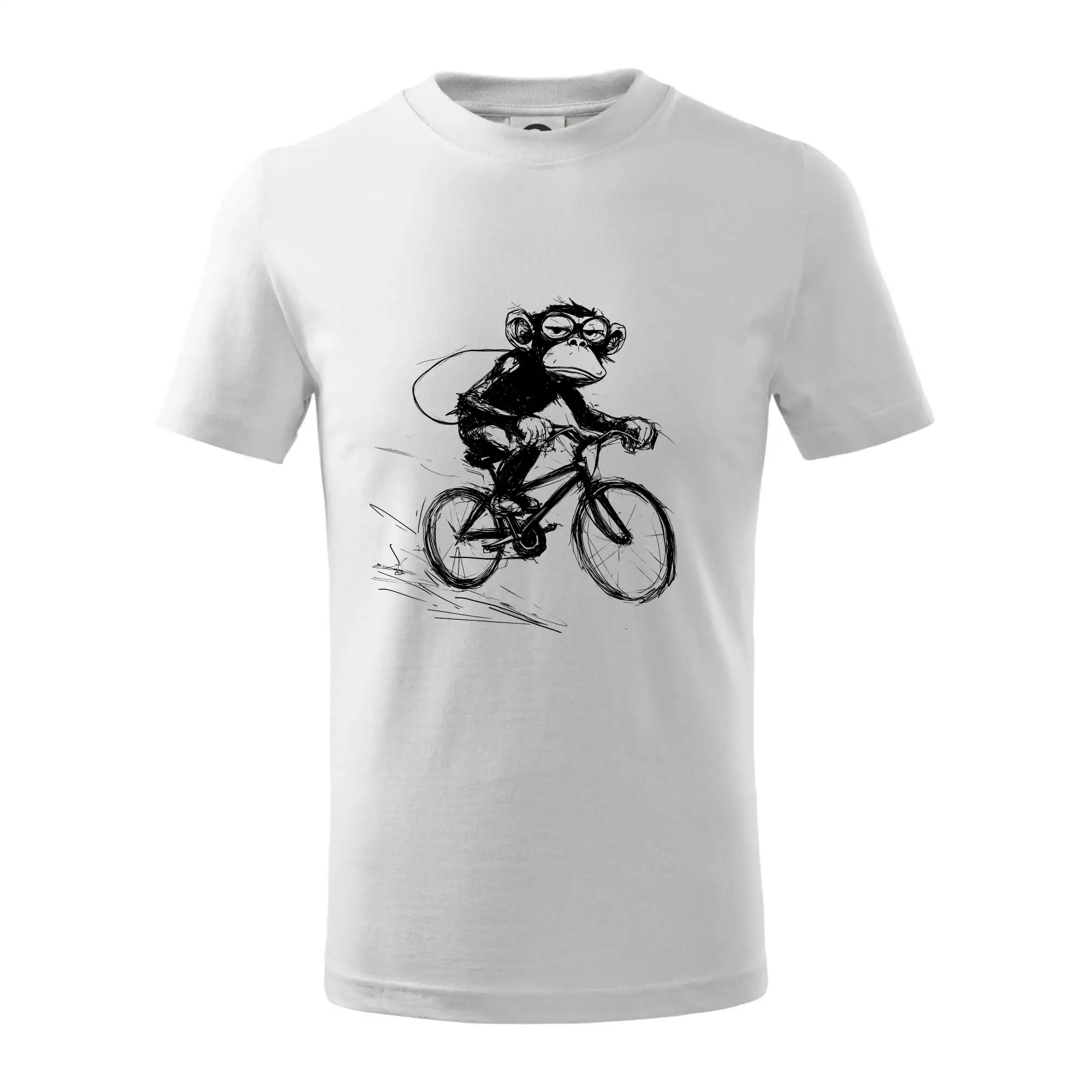 Tričko ako darček pre cyklistu - Opice s batohom na bicykli - Tričko detské bavlnené