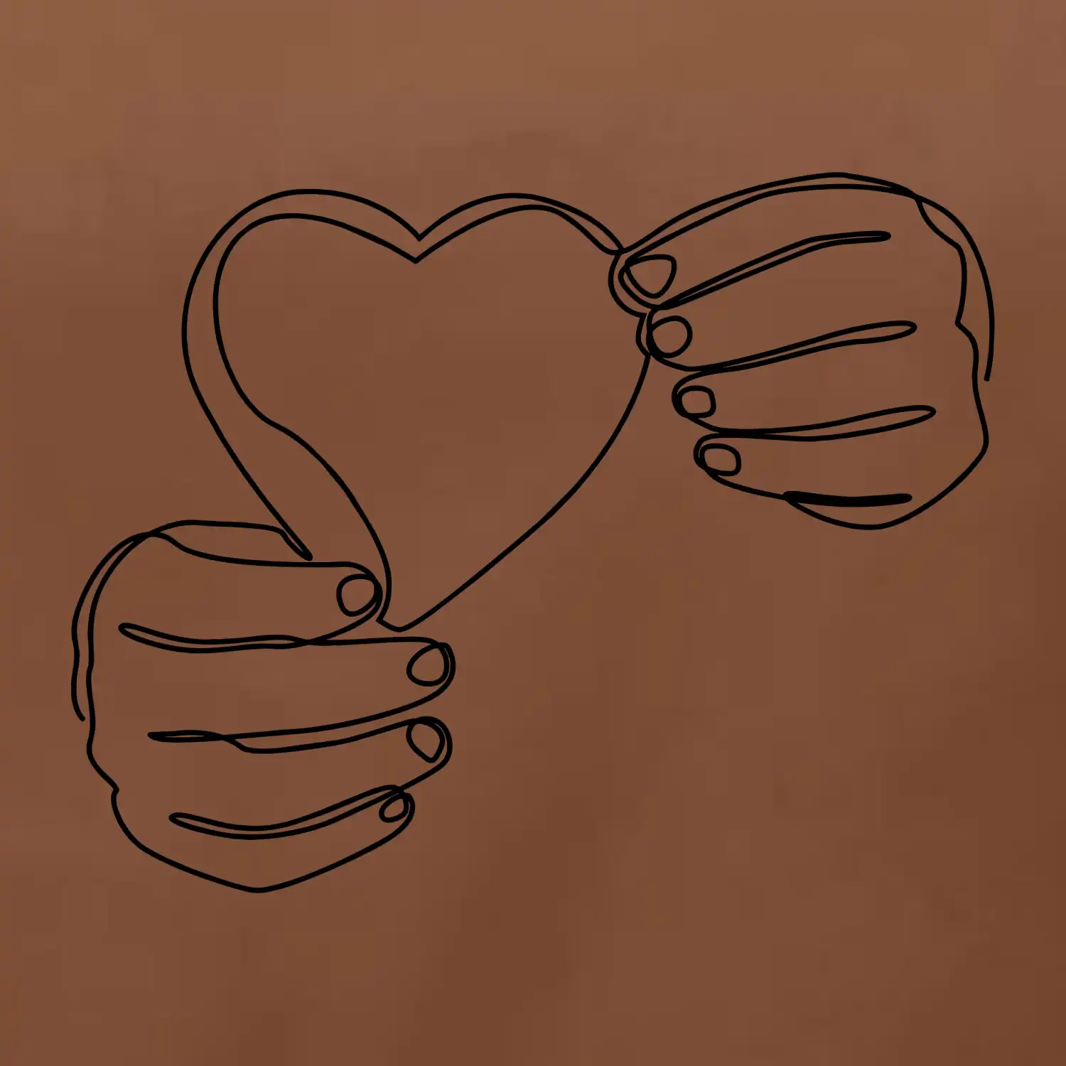 Ruka držící srdce  jedním tahem