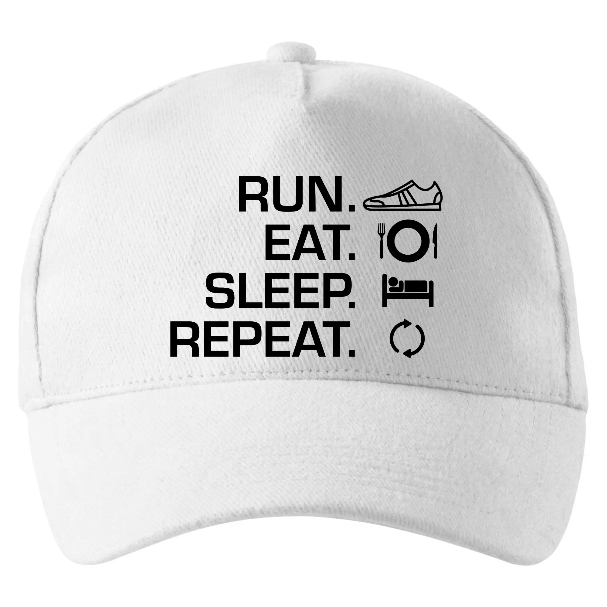 Tričká pre bežcov - Run eat sleep repeat - Šiltovka so zahnutým šiltom a mosaznou sponou
