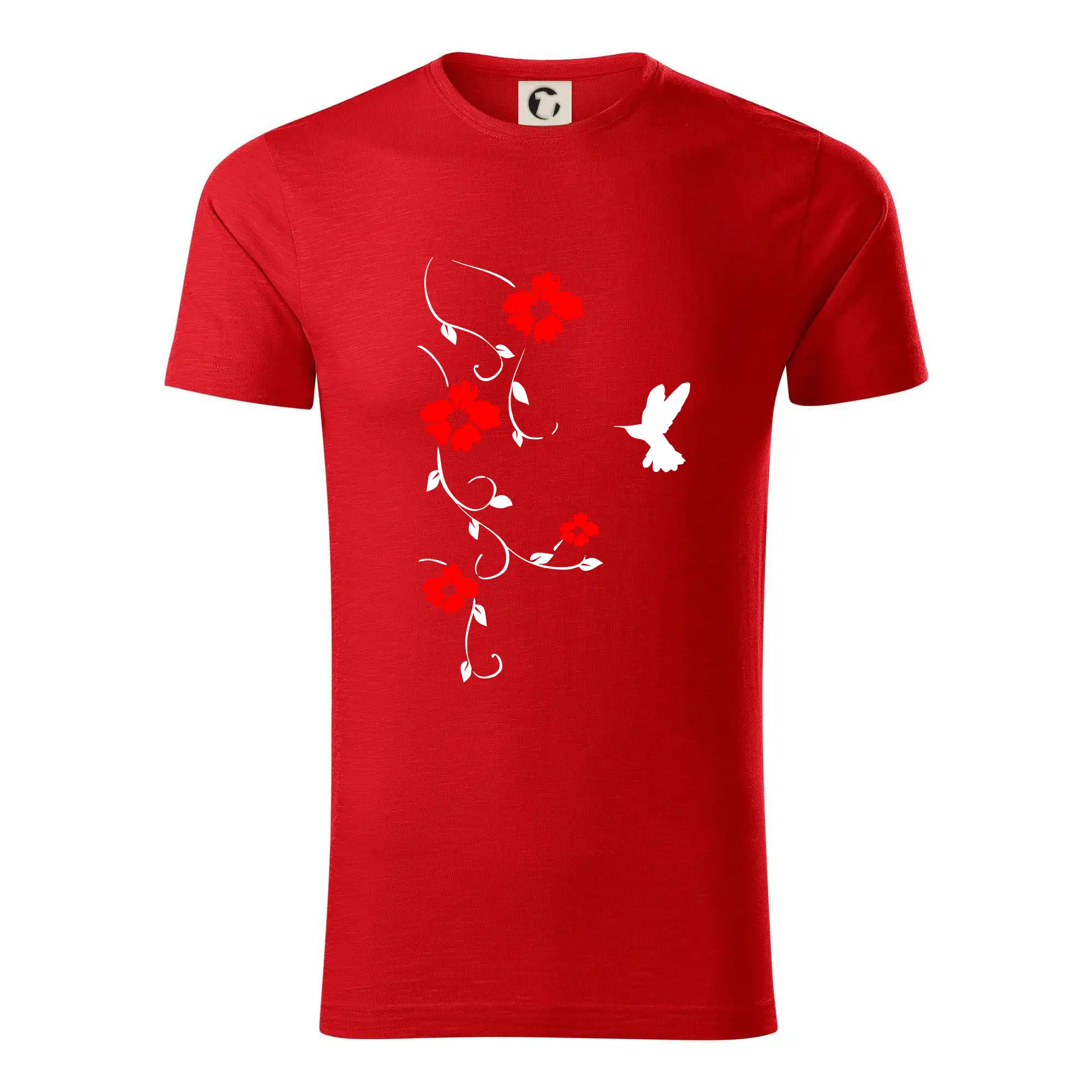 Tričká s kvetinami - Kvetina a vtáčik - Tričko z organickej bavlny