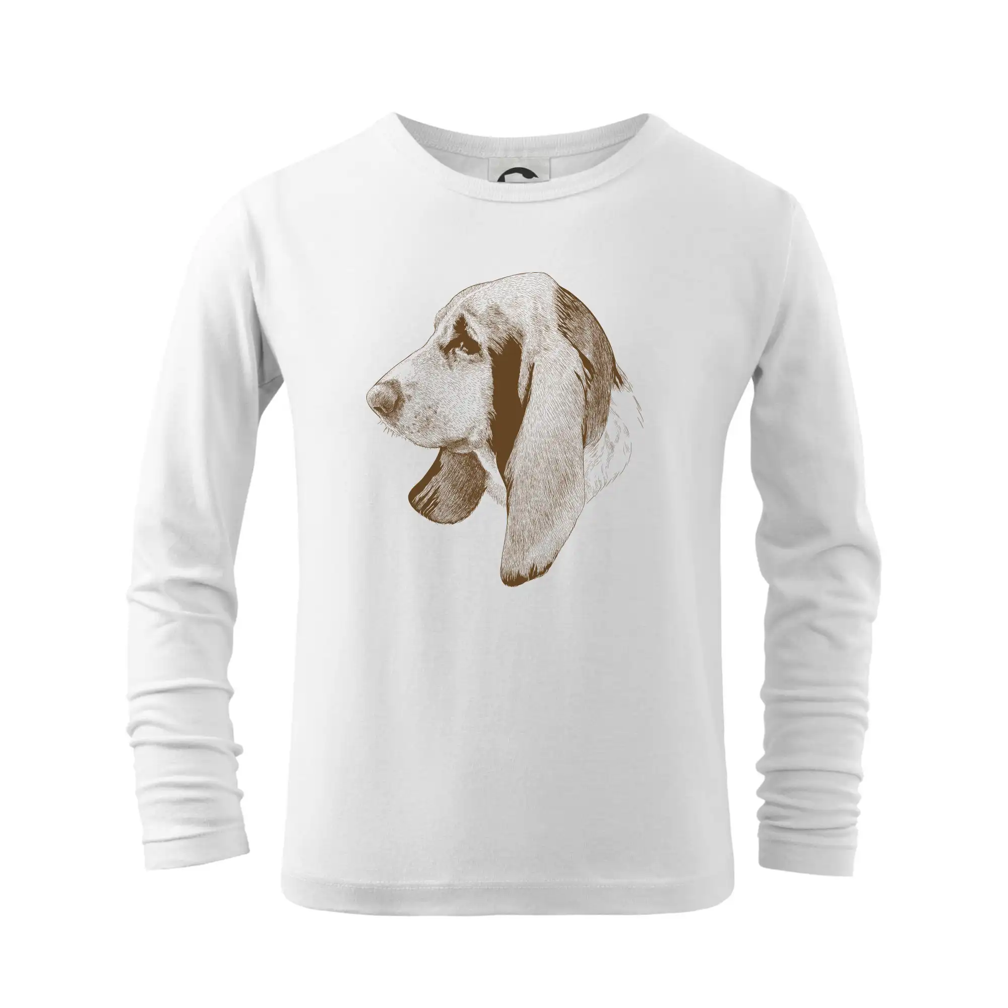 Ostatné psie plemená - Basset - kreslená hlava - Tričko detské Long Sleeve