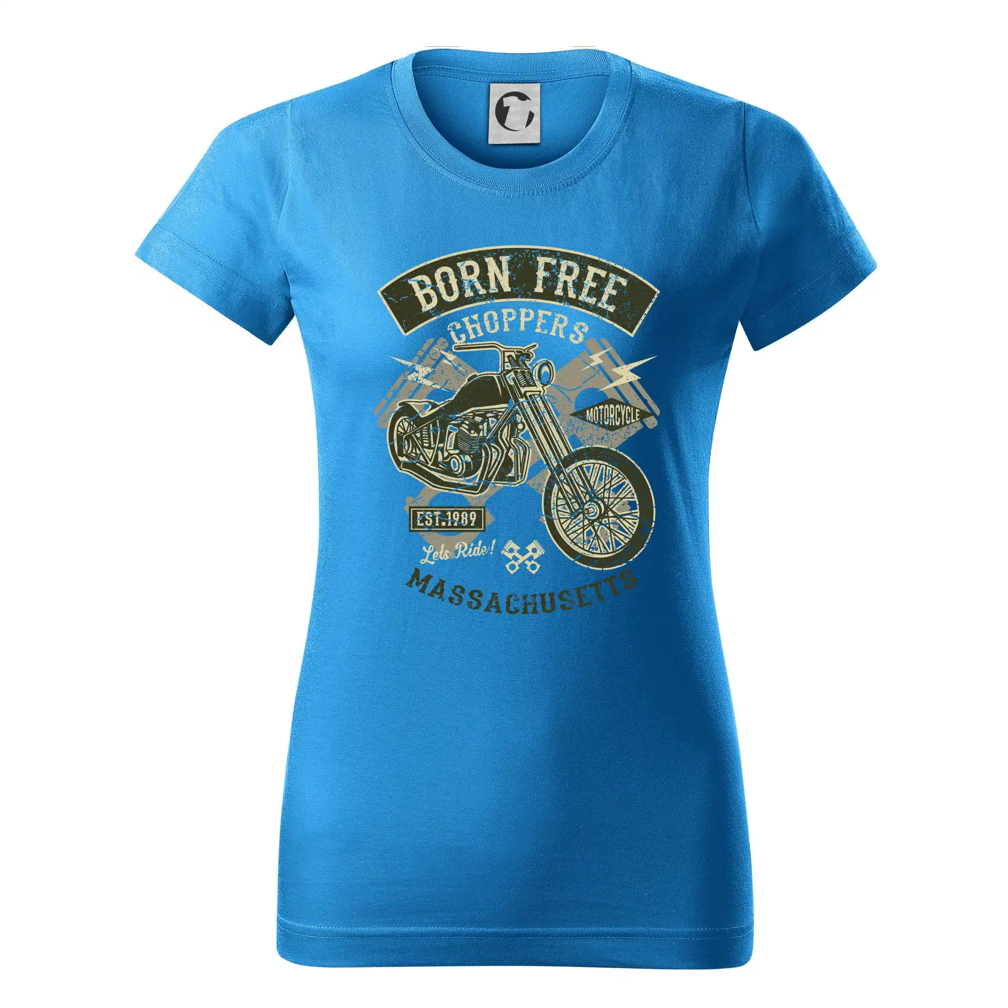 Tričká a mikiny s potlačou motoriek – pre pravých motorkárov - Born Free Choppers - Dámske tričko basic - ľahko voľnejšie a dlhšie