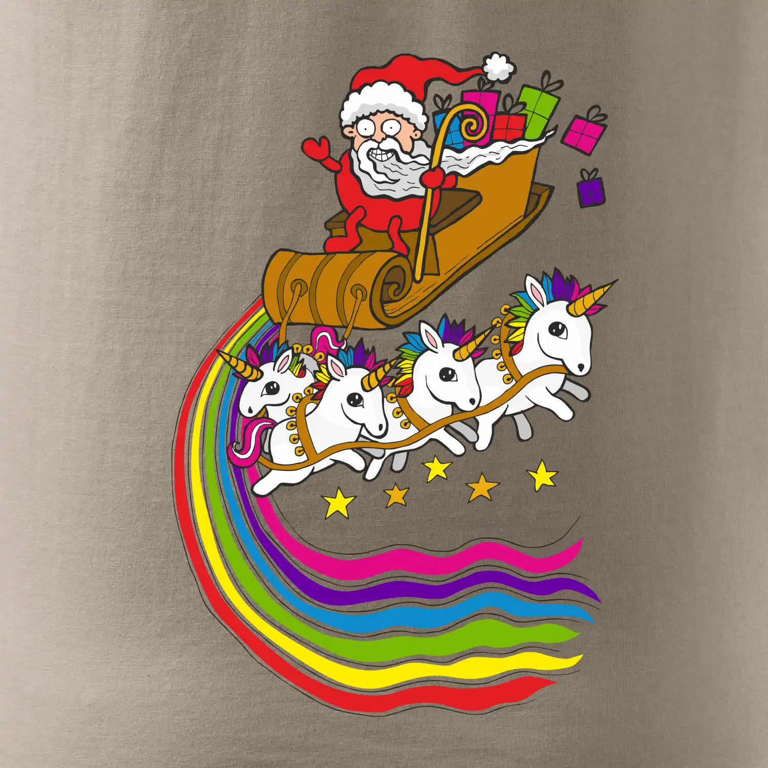 Santa a jednorožci (Pecka design)