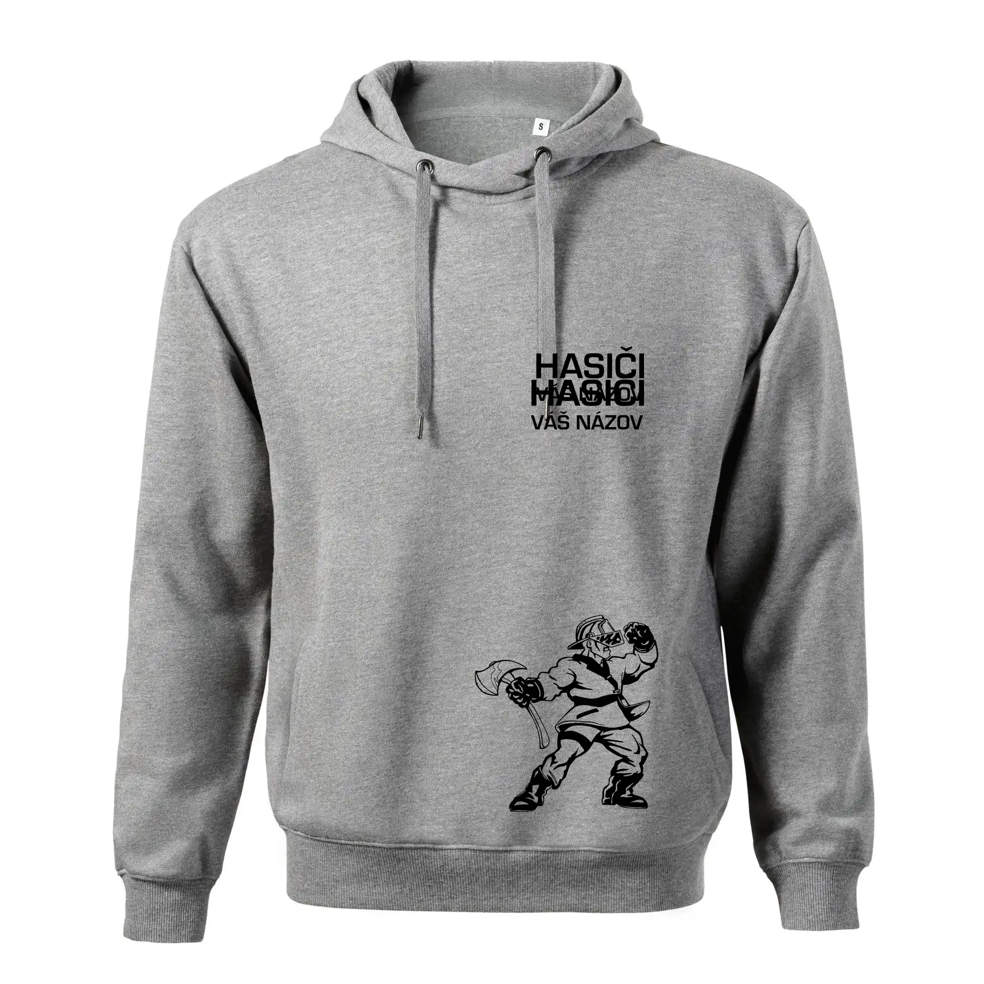 Originálne tričká pre hasičov - Hasič postava - vlastný názov - Oversized mikina pánska Moon - kratšia + širšia