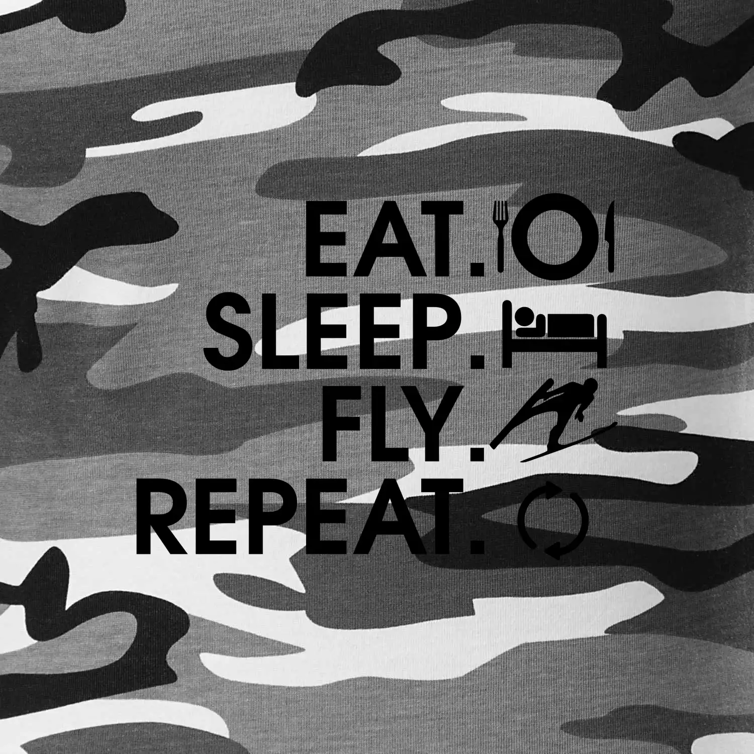 Eat sleep fly repeat - skoky na lyžích