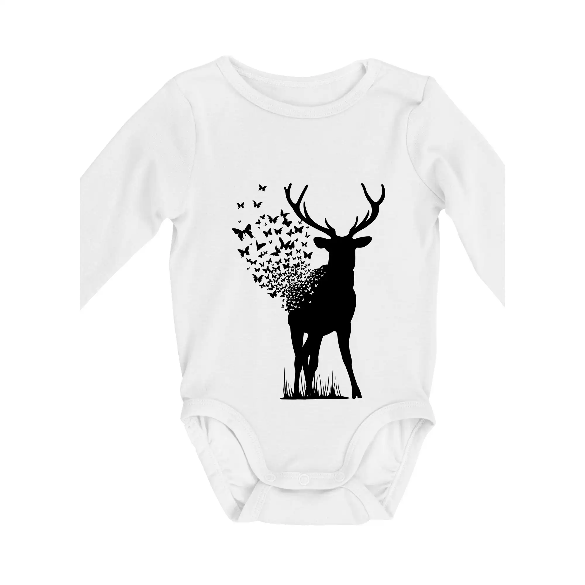 Tričká so zvieratami - Deer Butterfly - Body dojčenské s dlhým rukávom