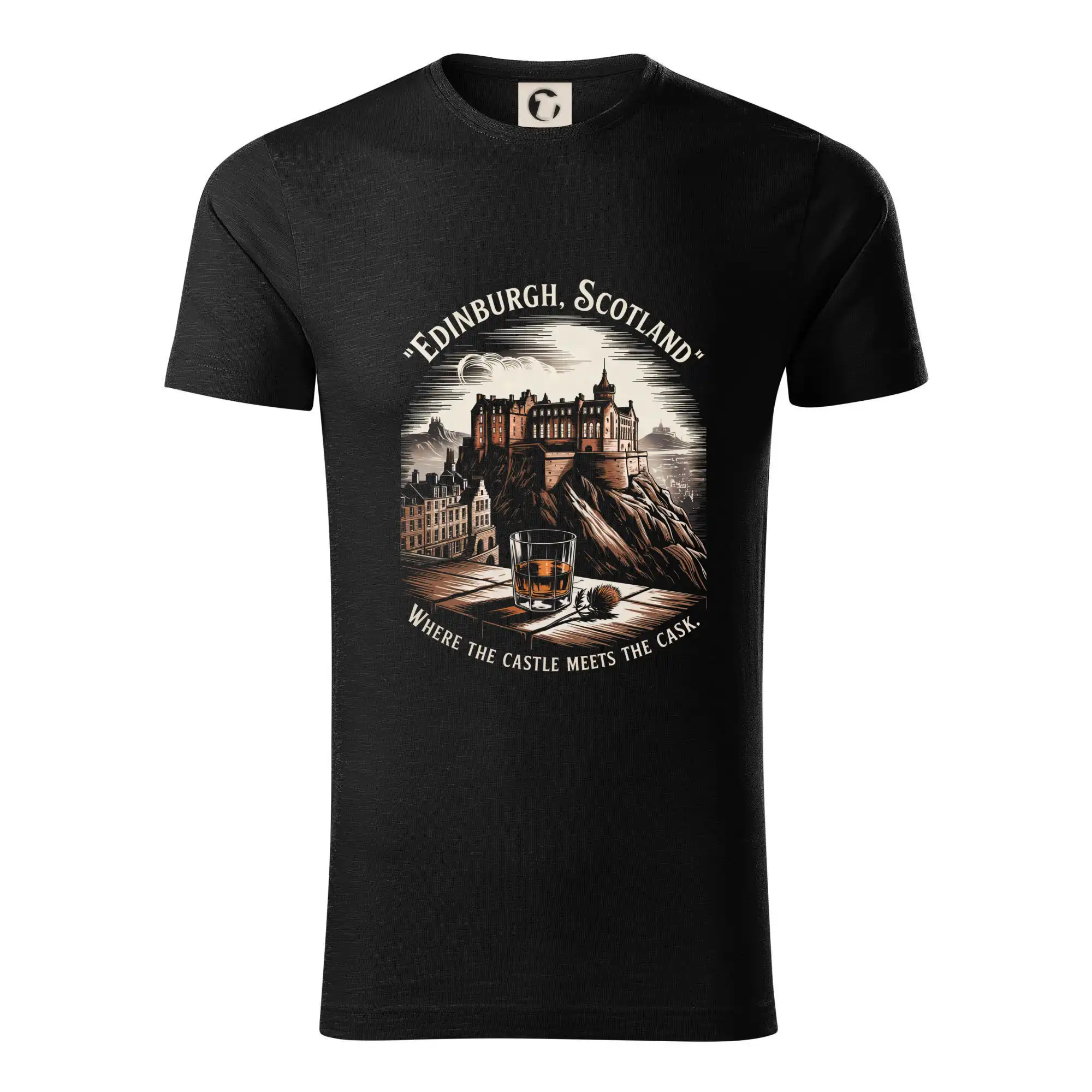 Ostatné mestá / miesta - Scotland Where the Castle Meets the Cask - Tričko z organickej bavlny