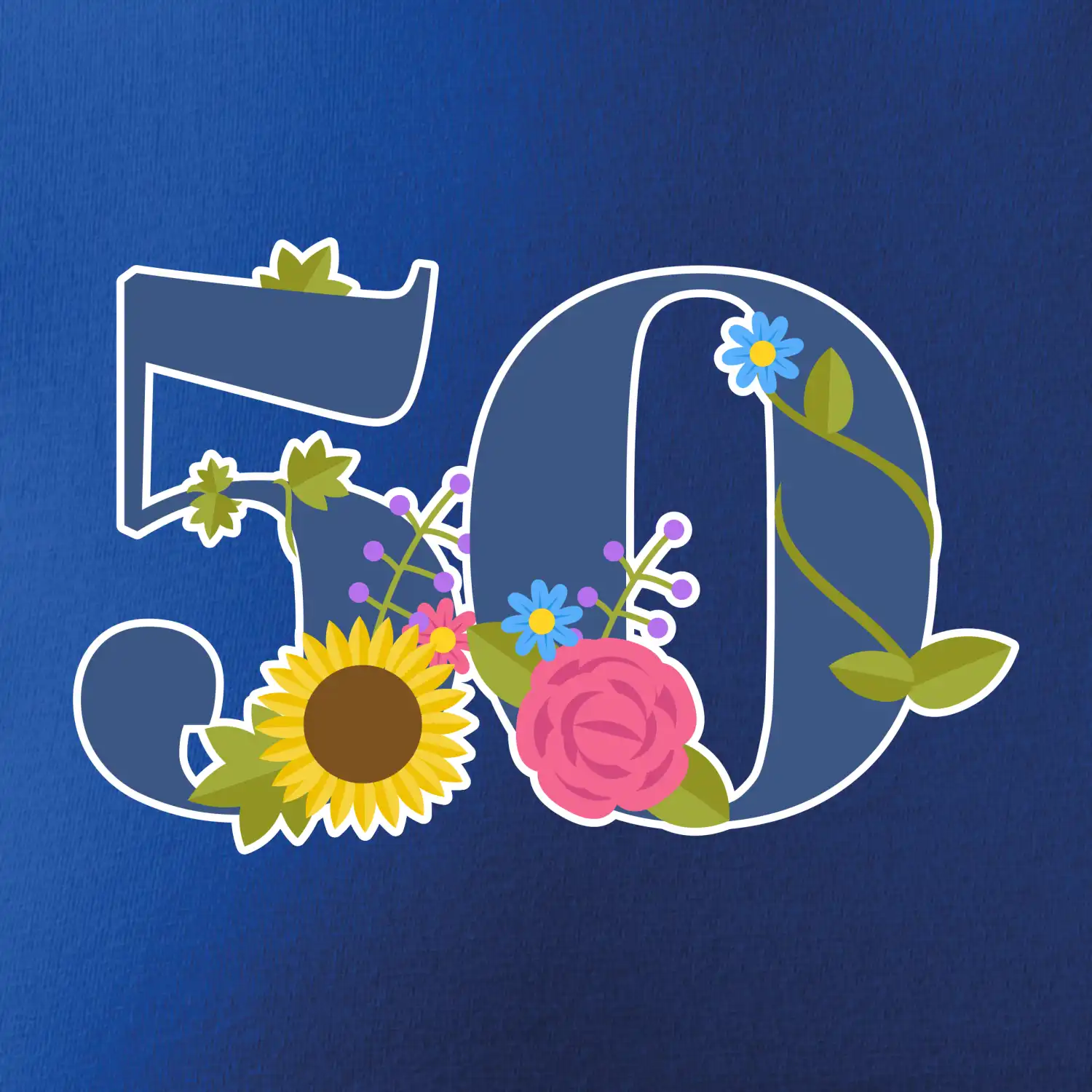 Květinové číslo kreslené - 50