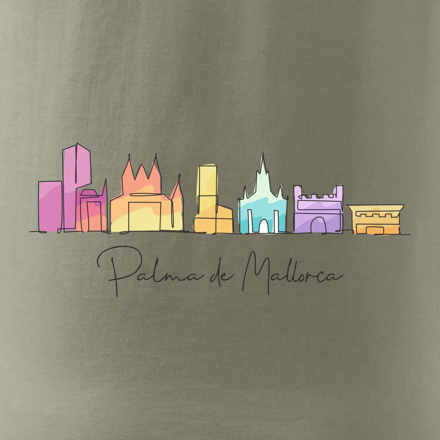 Mallorca - Siluety památek - barevné