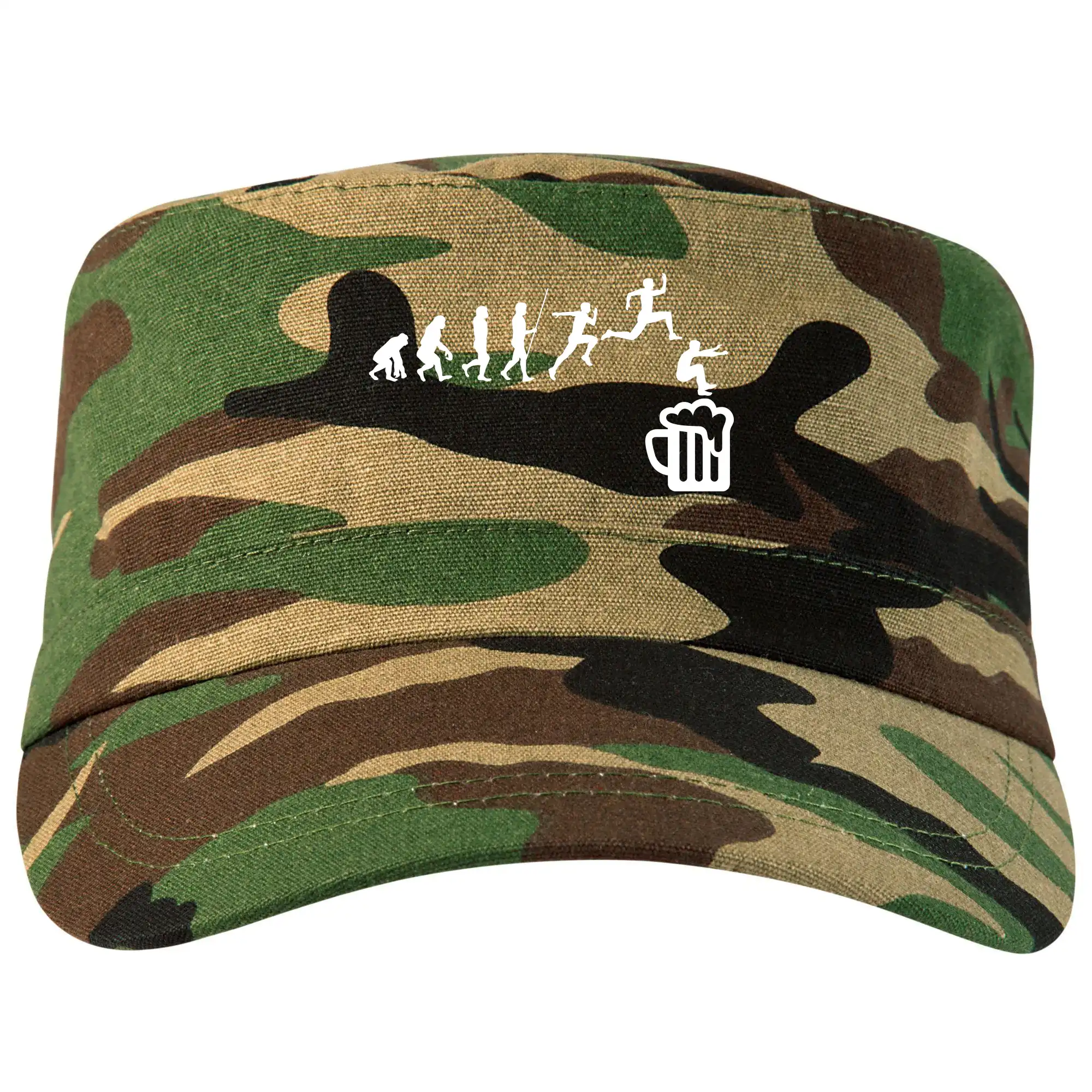 Vtipná tričká pre pivárov - Evolúcia pivo skok - Šiltovka CAMO