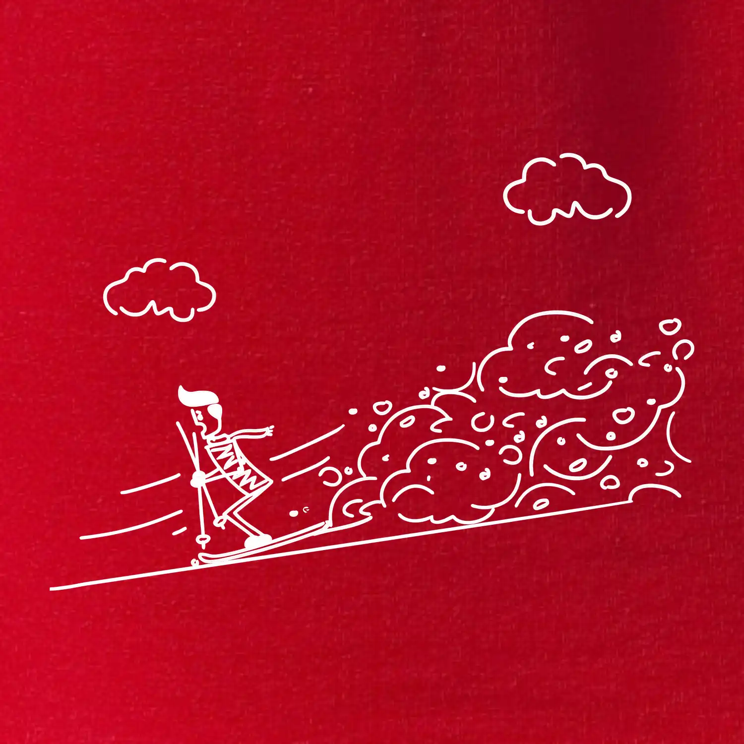 Kreslený lyžař na horách