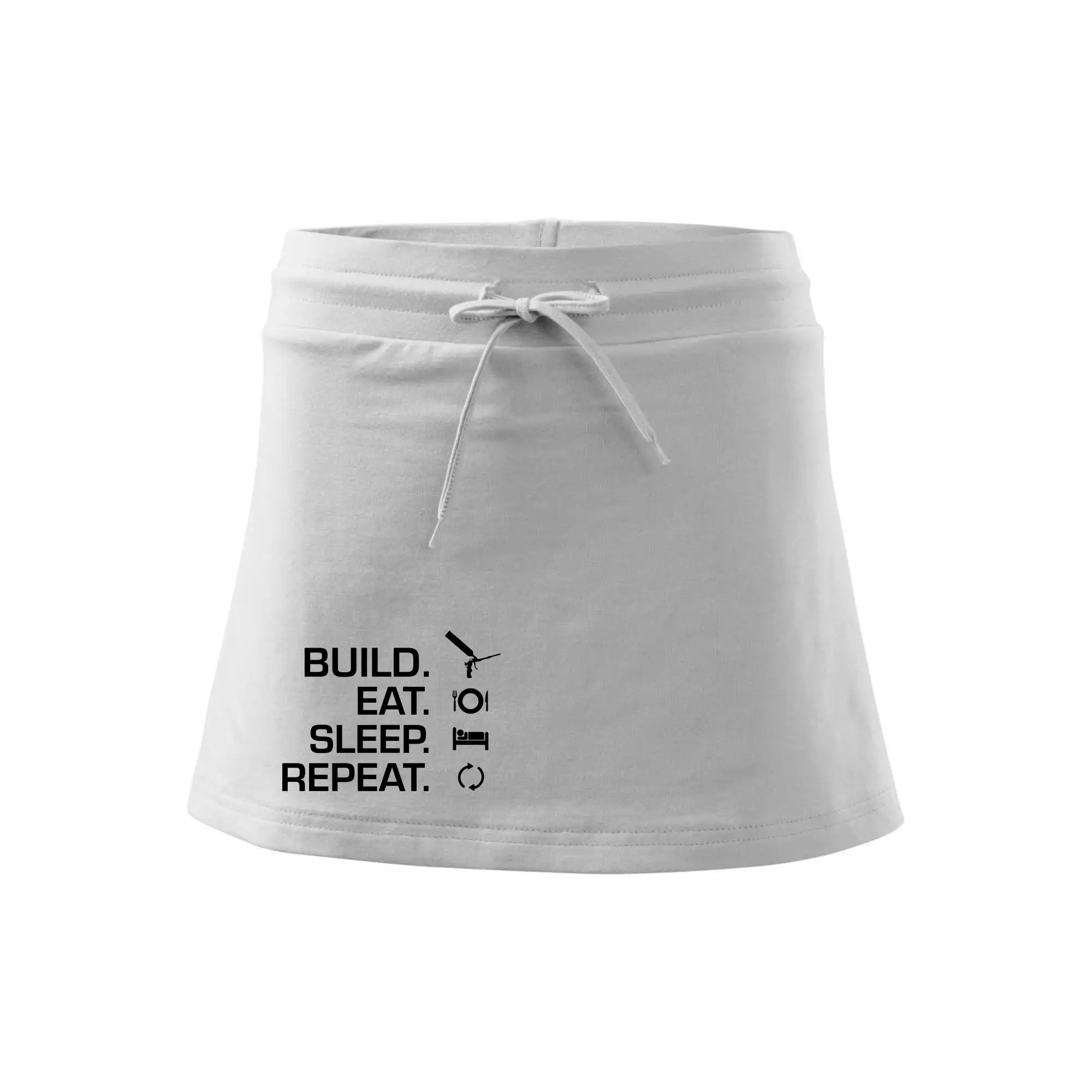 Vtipné tričká pre murárov - Build eat sleep repeat - montážna pena - Športová sukne - two in one