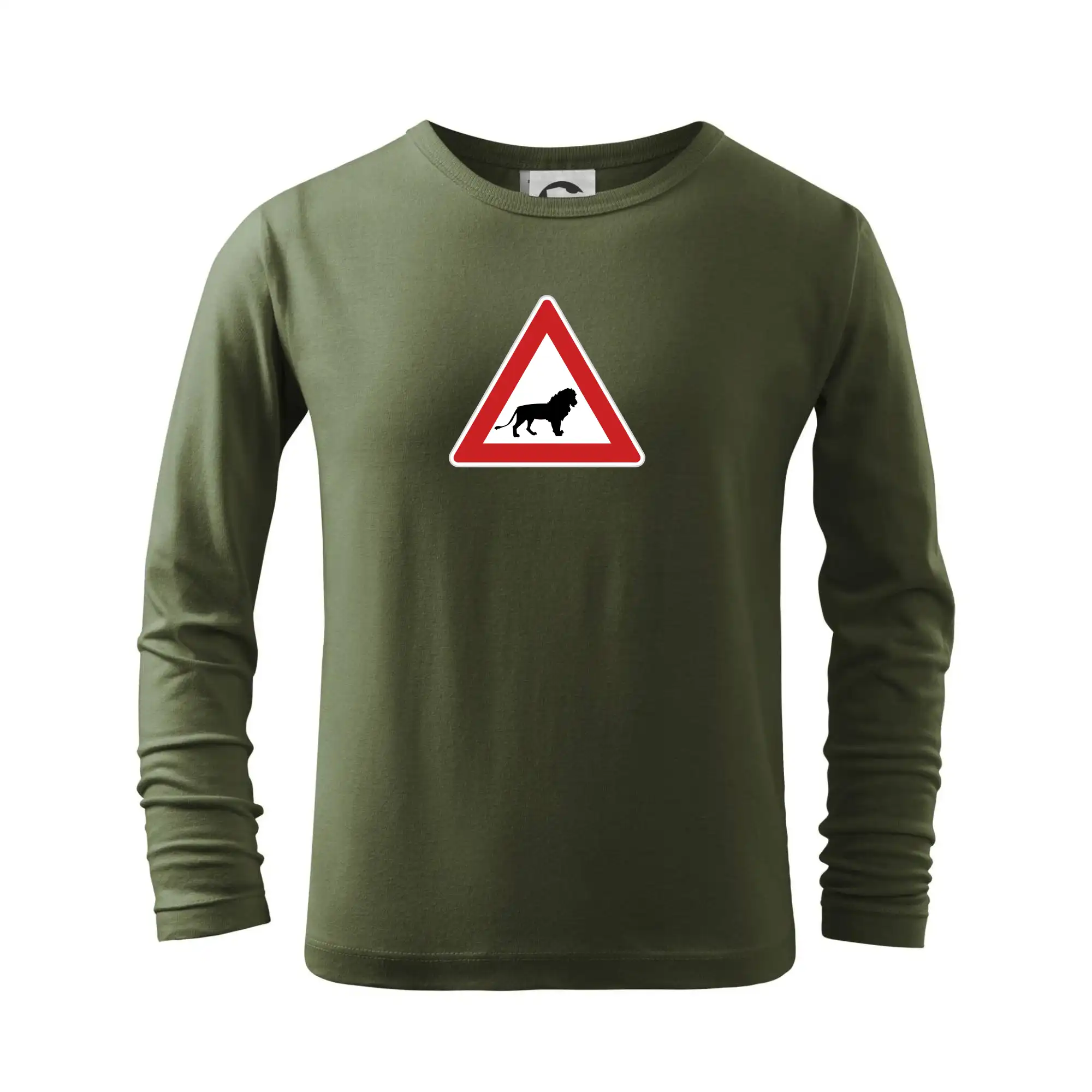 Tričká s obrázkami dopravných značiek - Dopravná značka - Pozor lev - Tričko detské Long Sleeve