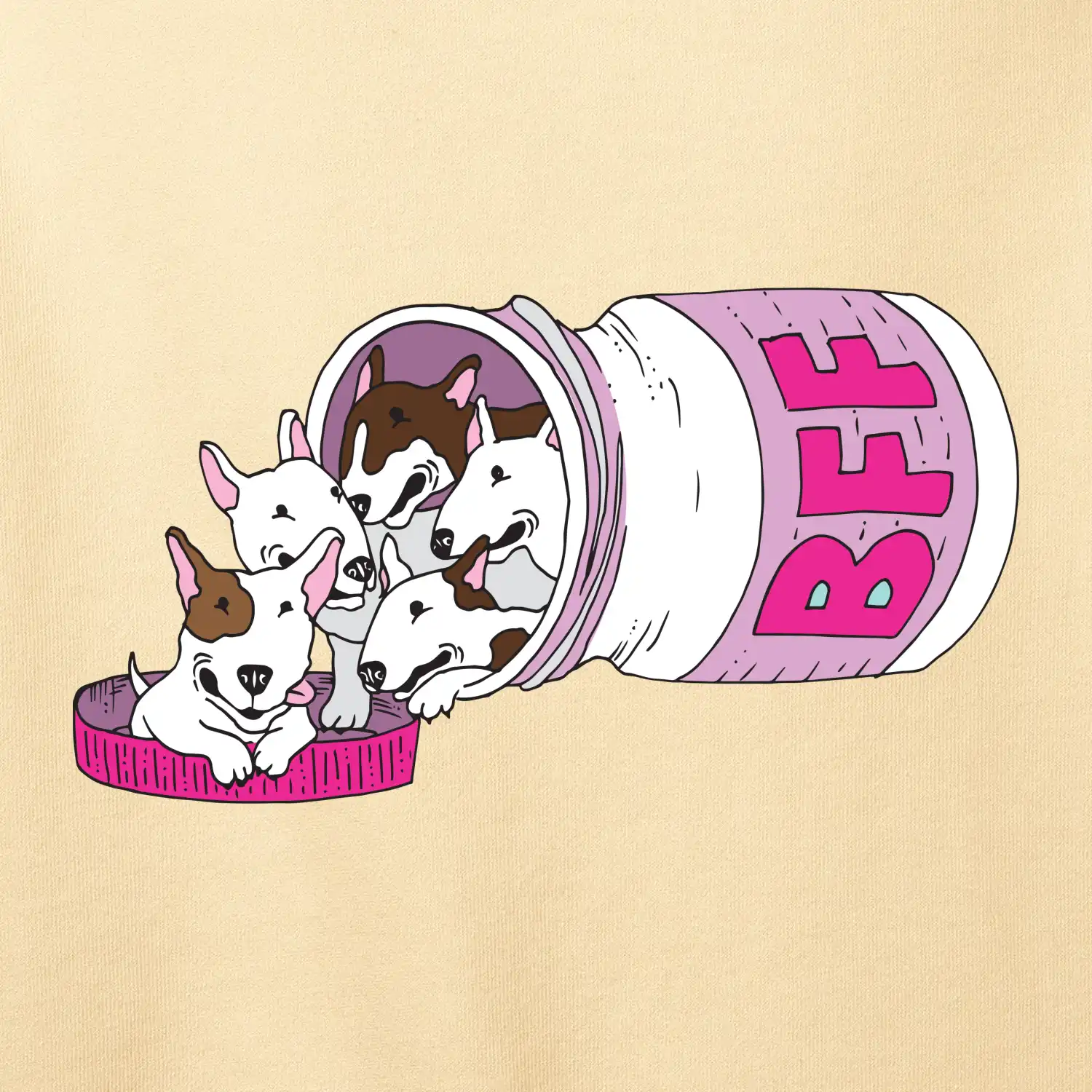 Bullterrier Friends Forever růžové (Pecka design)