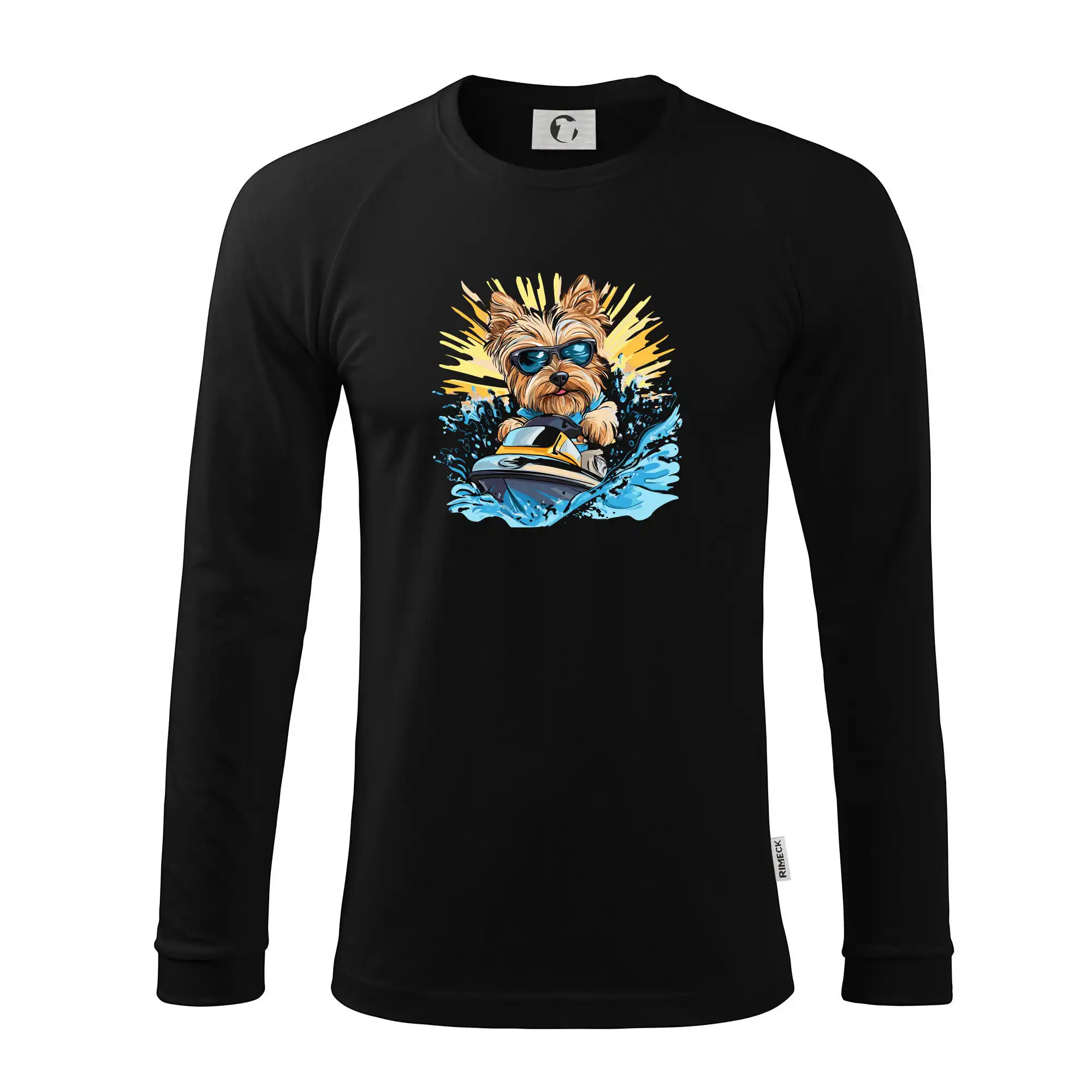 Yorkšírský teriér na vodním skútru