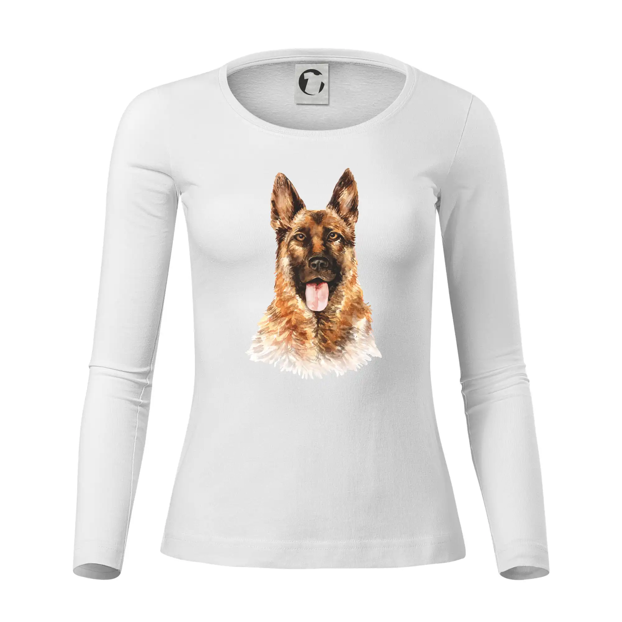 Nemecký ovčiak - German shepherd - vodová farba - Dámske tričko FIT-T LS - zužené