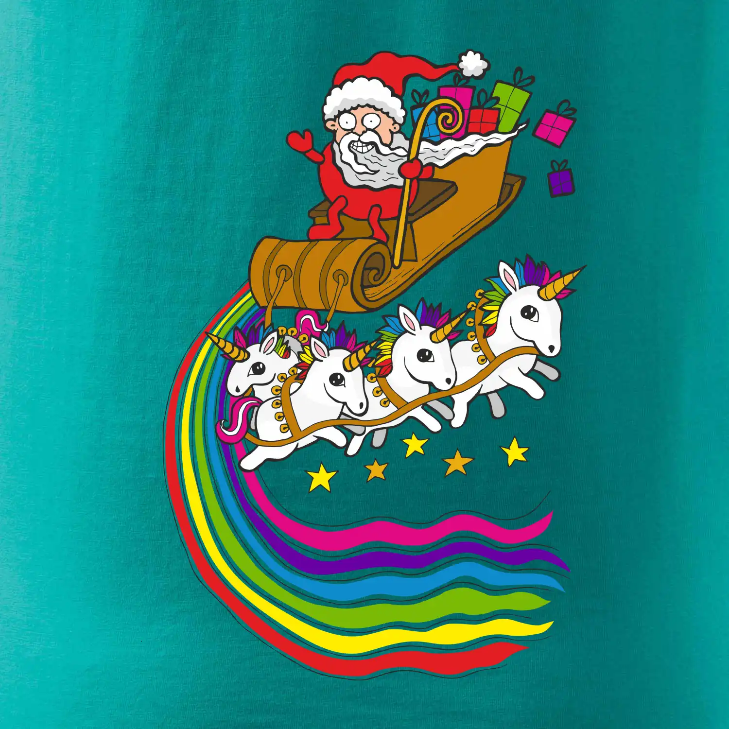 Santa a jednorožci (Pecka design)