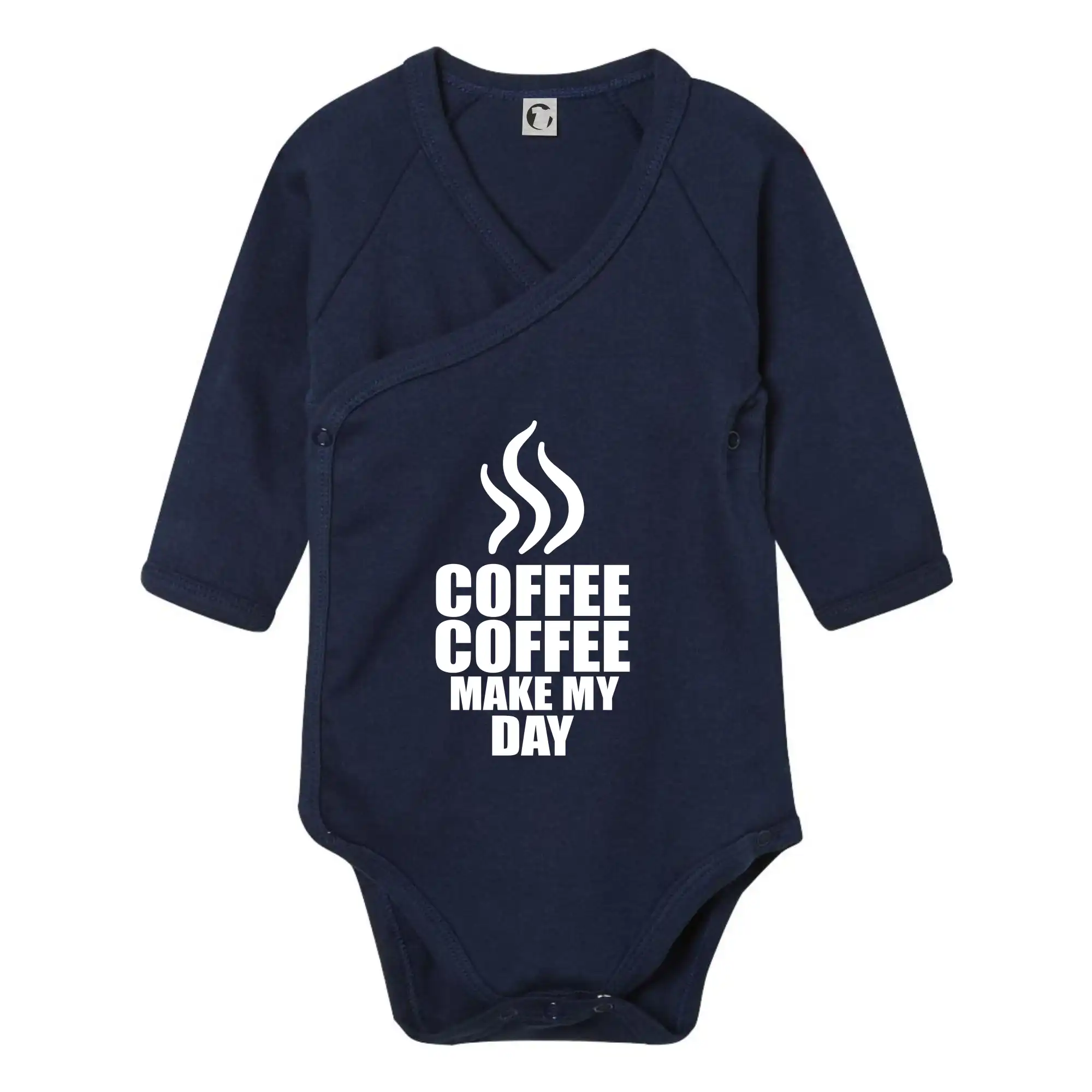 Motívy pre baristu a milovníkov kávy - Coffee makes my day - Body zavinovacie s dlhým rukávom