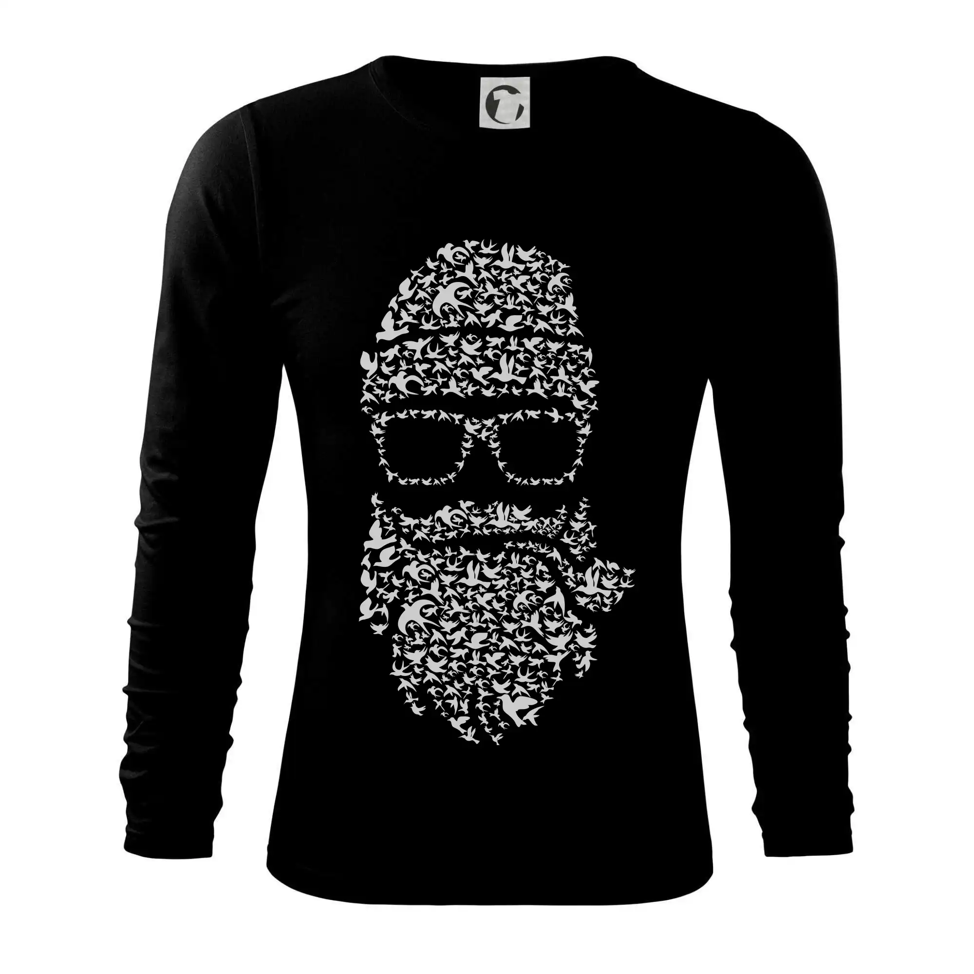Tričká s fúzikmi - Vousáč složený z ptáků - Tričko s dlhým rukávom FIT-T long sleeve