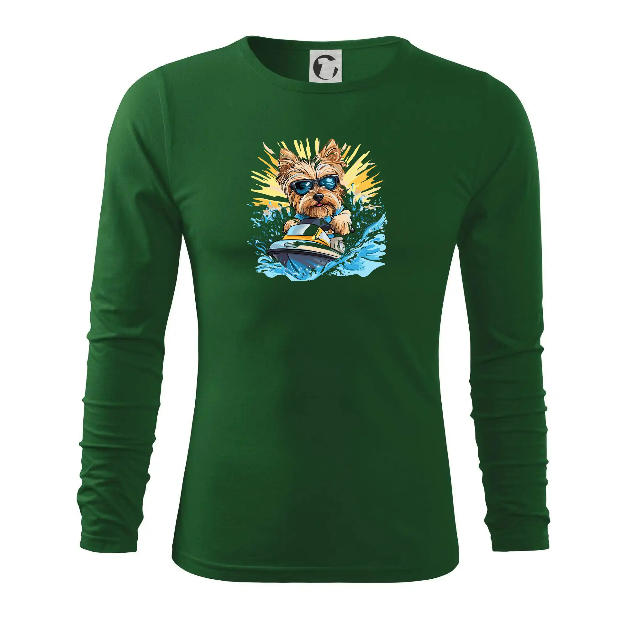 Yorkšírský teriér na vodním skútru