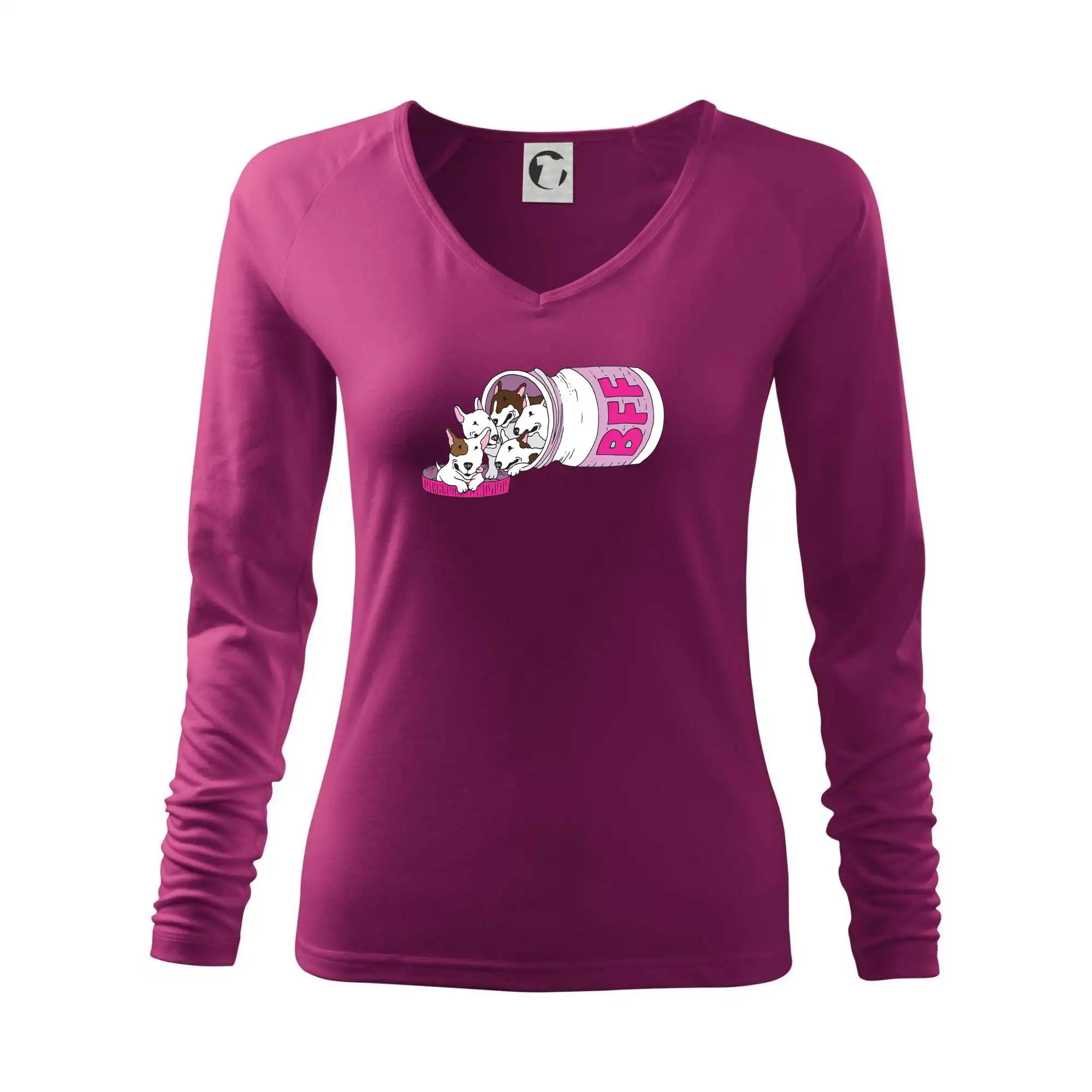 Ostatné psie plemená - Bullterrier Friends Forever ružové (Pecka design) - Tričko dámske Elegance