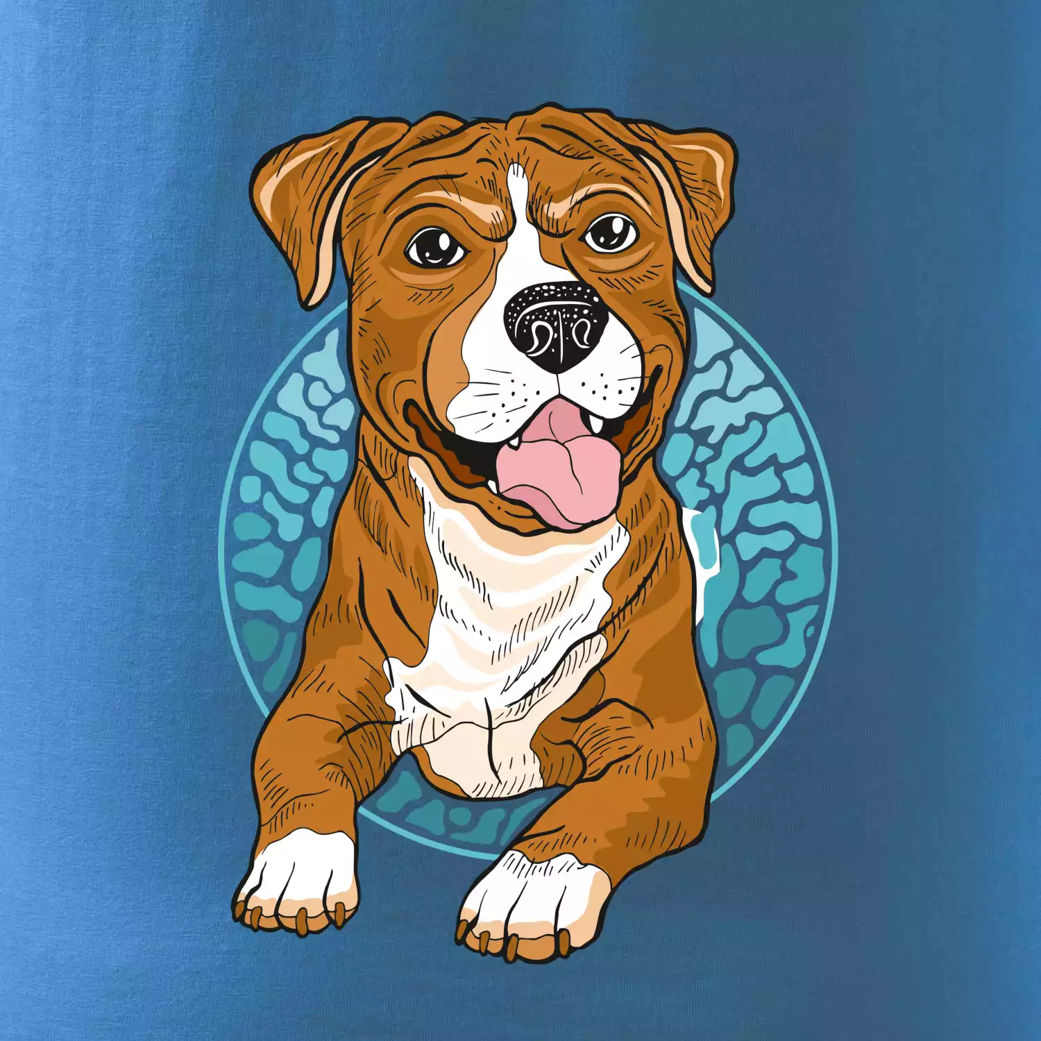 Americký staford kreslený v kolečku (Pecka design)