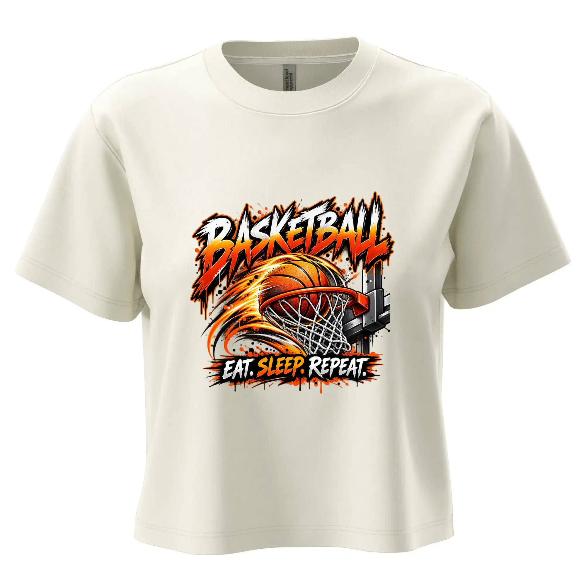 Basketbalový koš s míčem eat sleep repeat