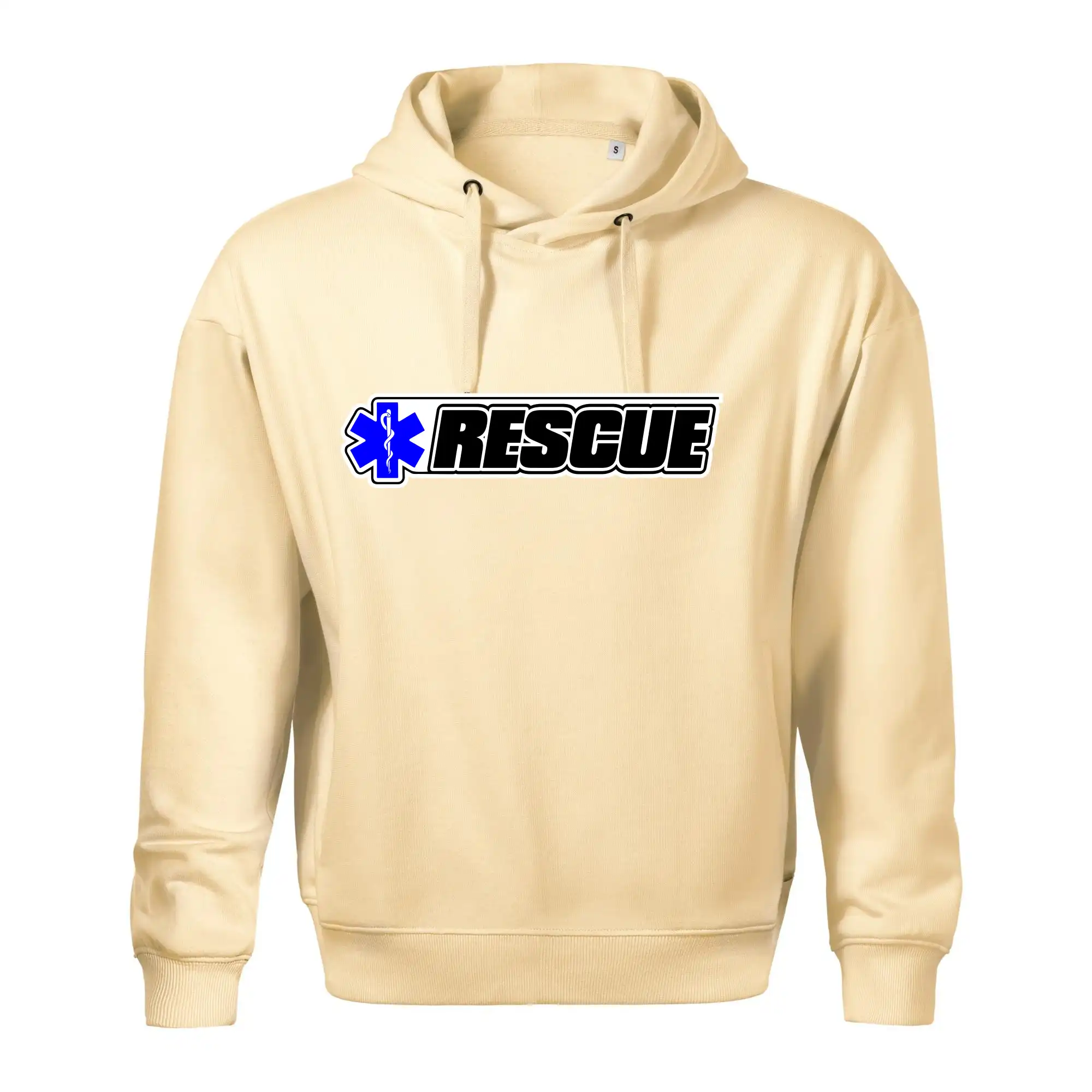 Tričká a mikiny pre záchranárov a lekárov - Kvalitné oblečenie pre zdravotníkov - Záchranár rescue kríž modrý - Oversized mikina pánska Moon - kratšia + širšia