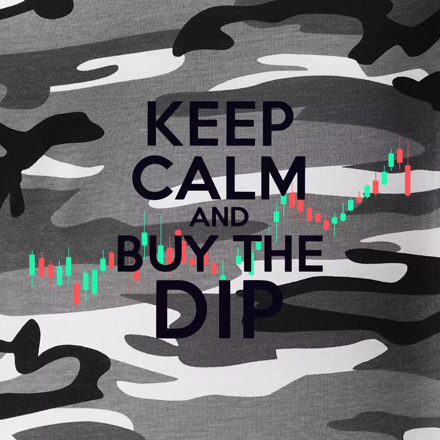 Zeleno červený graf Keep Calm and Buy the Dip