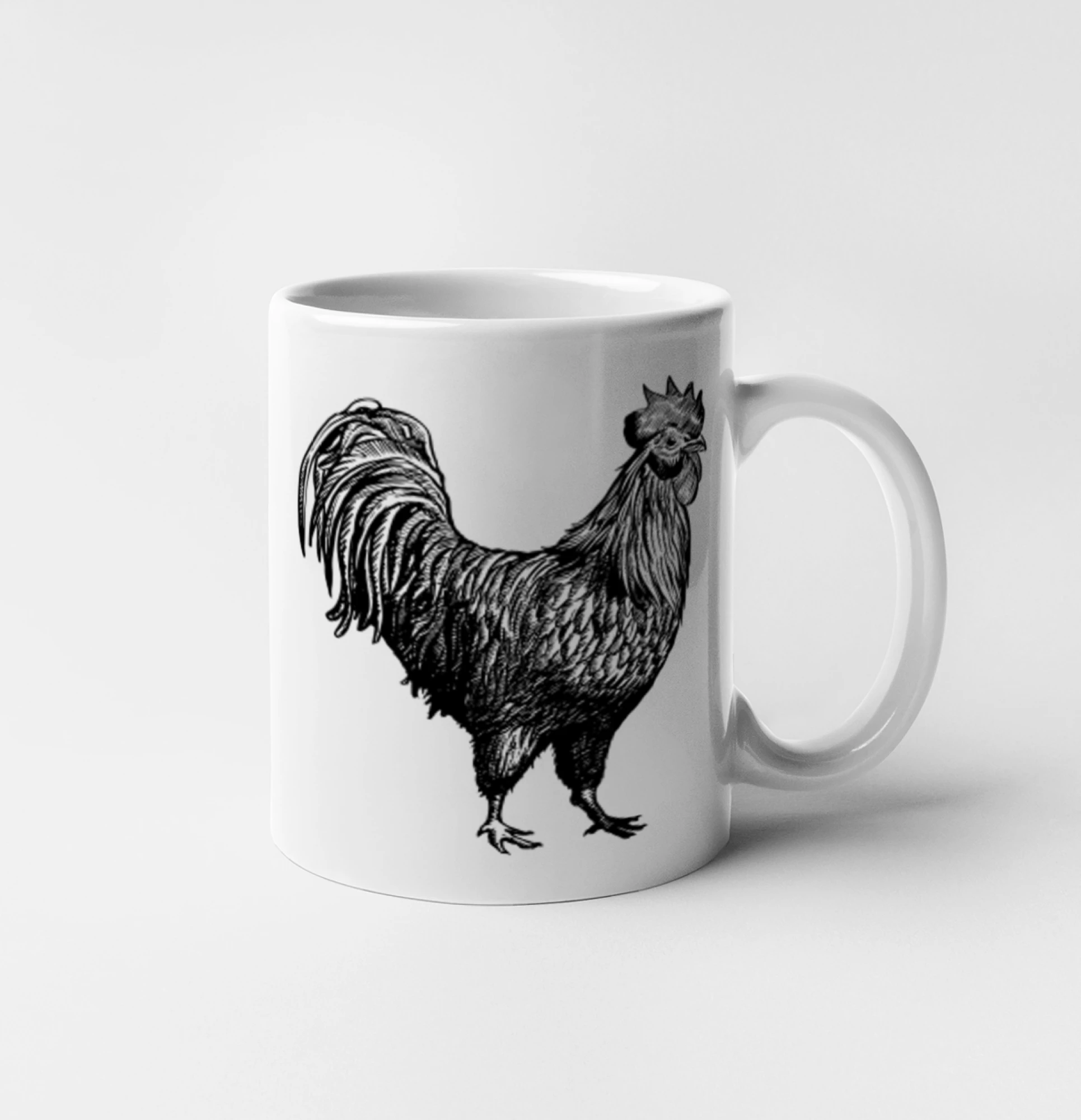 Kohout kreslený černobílý