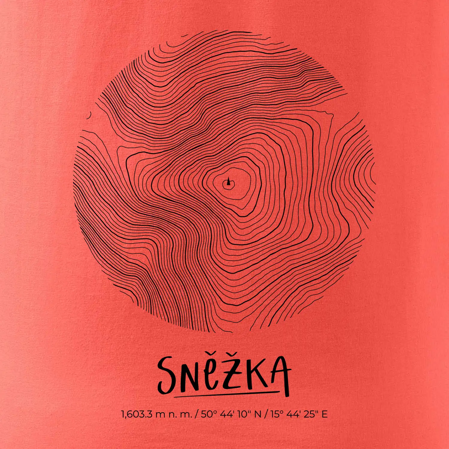 Sněžka - vrstevnice v kruhu