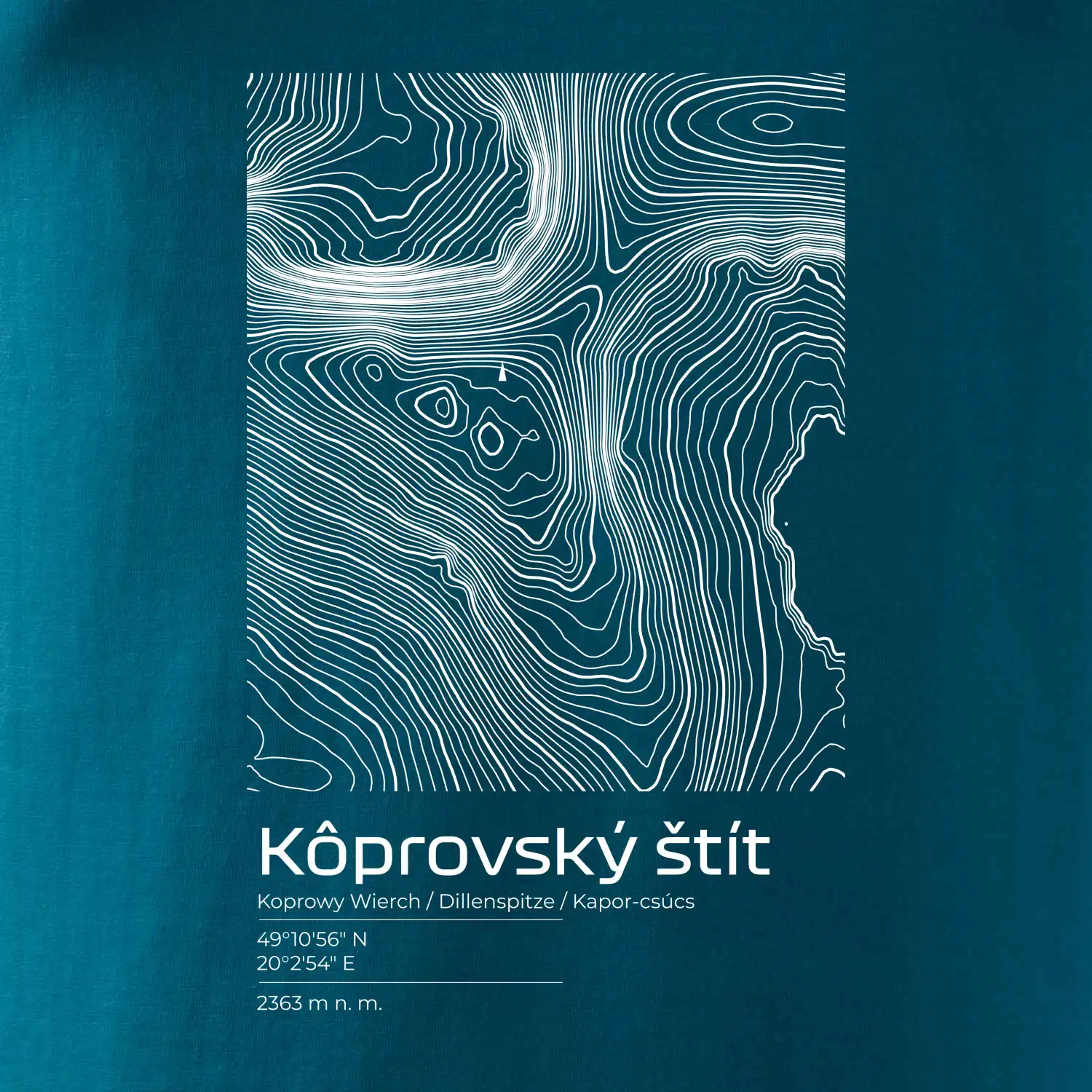 Kôprovský štít - vrstevnice v obdélníku