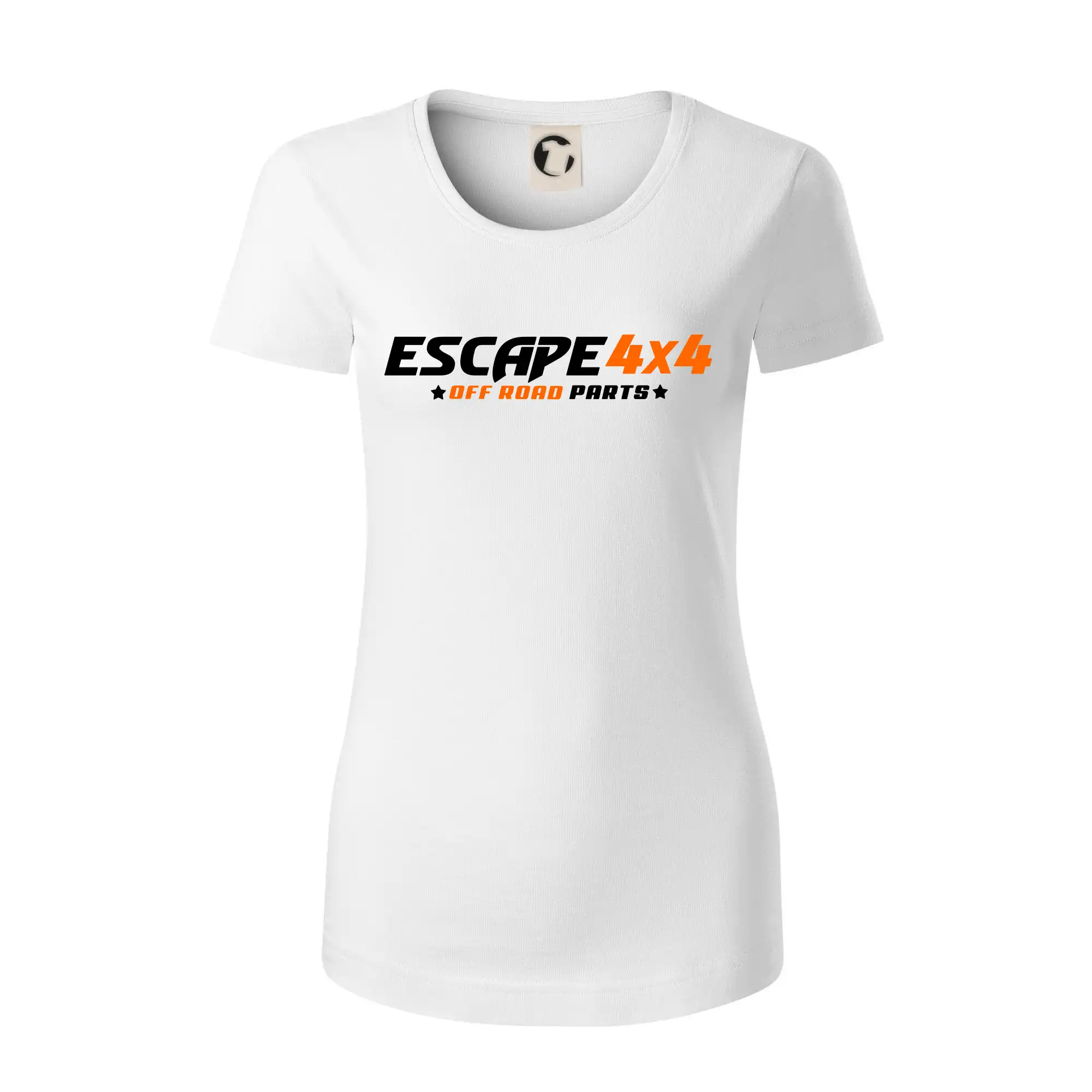 MyShirt tričká - Escape 4x4 Nápis vpředu a pneumatika na zádech - Dámske tričko z organickej bavlny Origin (GOTS)