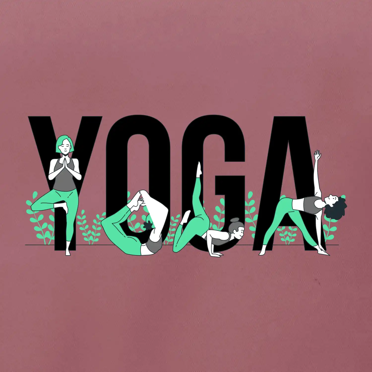 Yoga nápis barevný