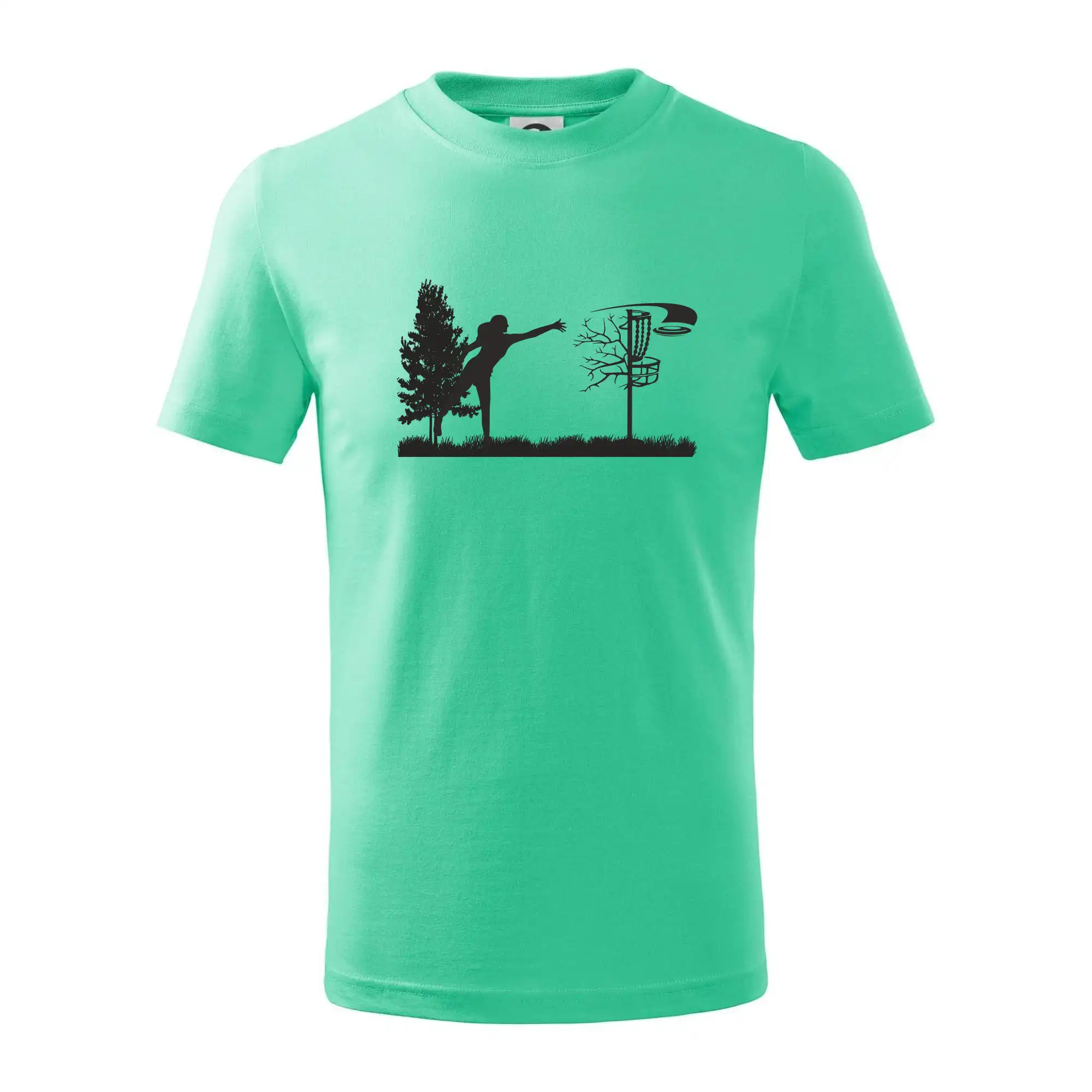 Disc golf - žena čierny obrázok - Tričko detské bavlnené