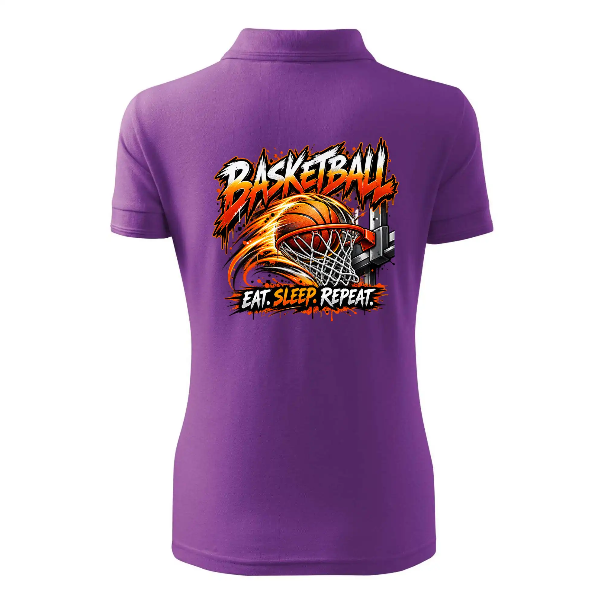 Basketbalový koš s míčem eat sleep repeat