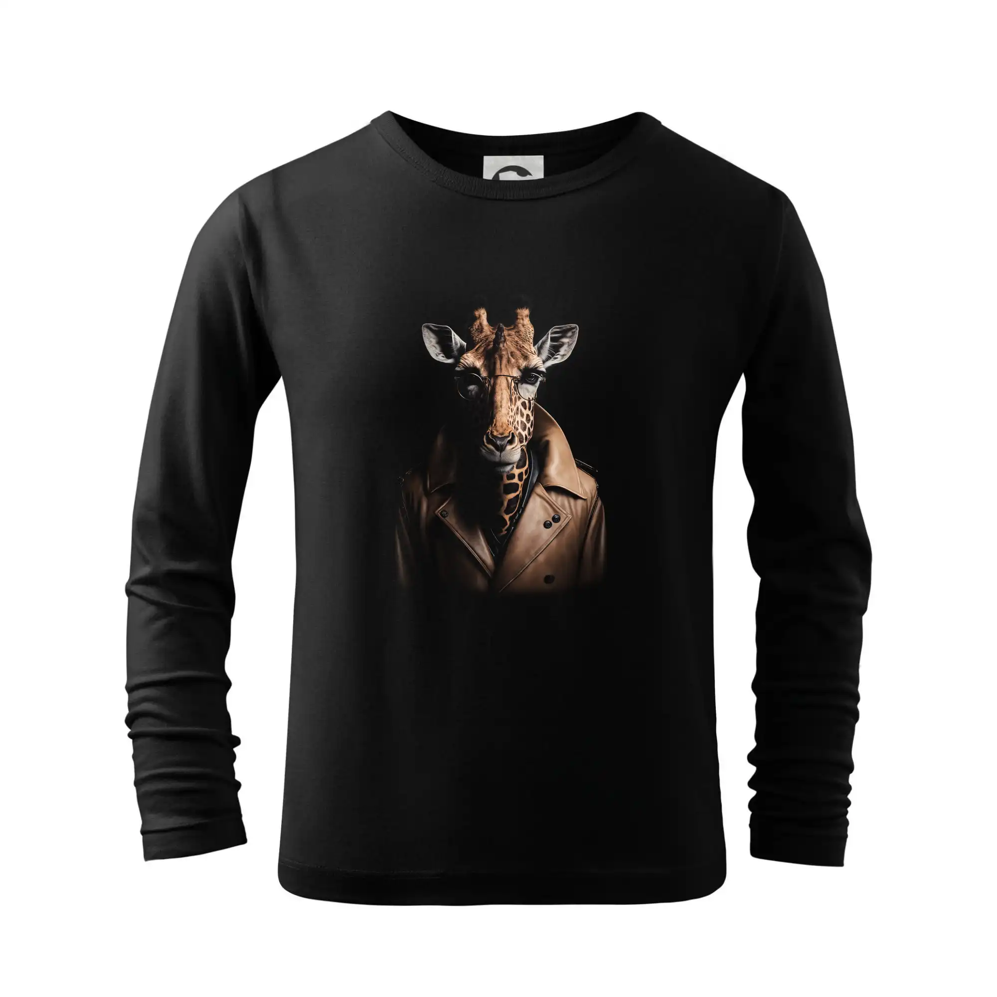 Tričká so zvieratami - Žirafa v kožené bundě - Tričko detské Long Sleeve